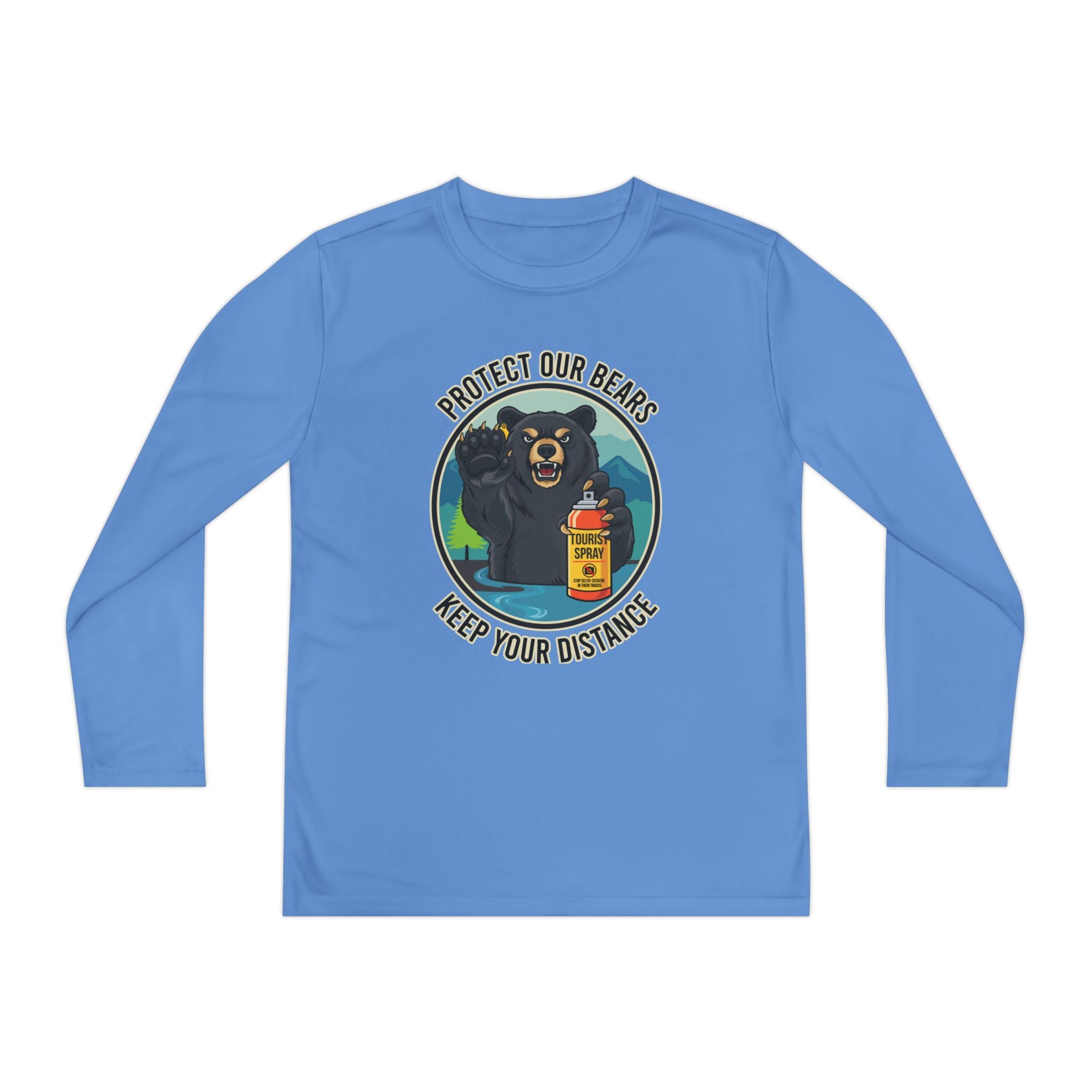 Youth Long Sleeve Tee — "Protect Our Bears, Keep Your Distance" Wildlife Conservation Shirt