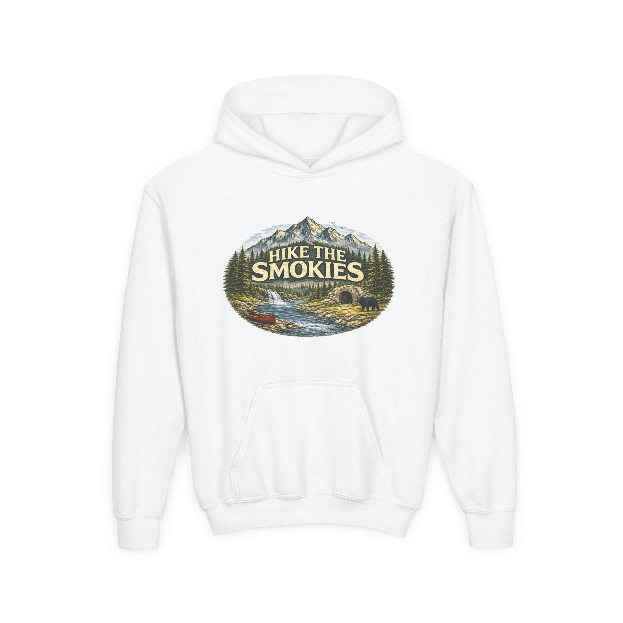Youth Hoodie - 'Hike the Smokies' Mountain Camping Graphic