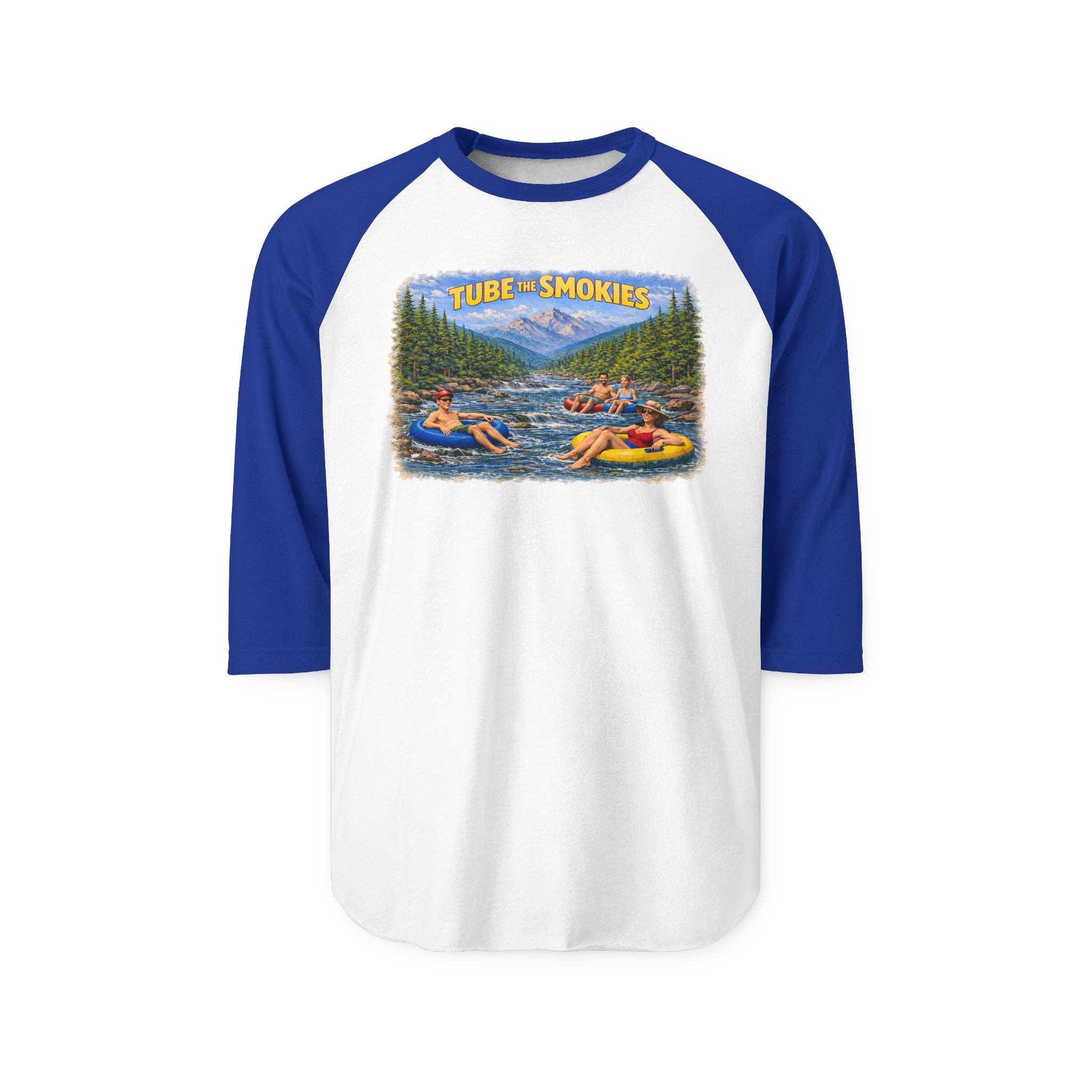 Tubing the Smokies Raglan Shirt — Scenic River Tube Graphic 3/4 Sleeve