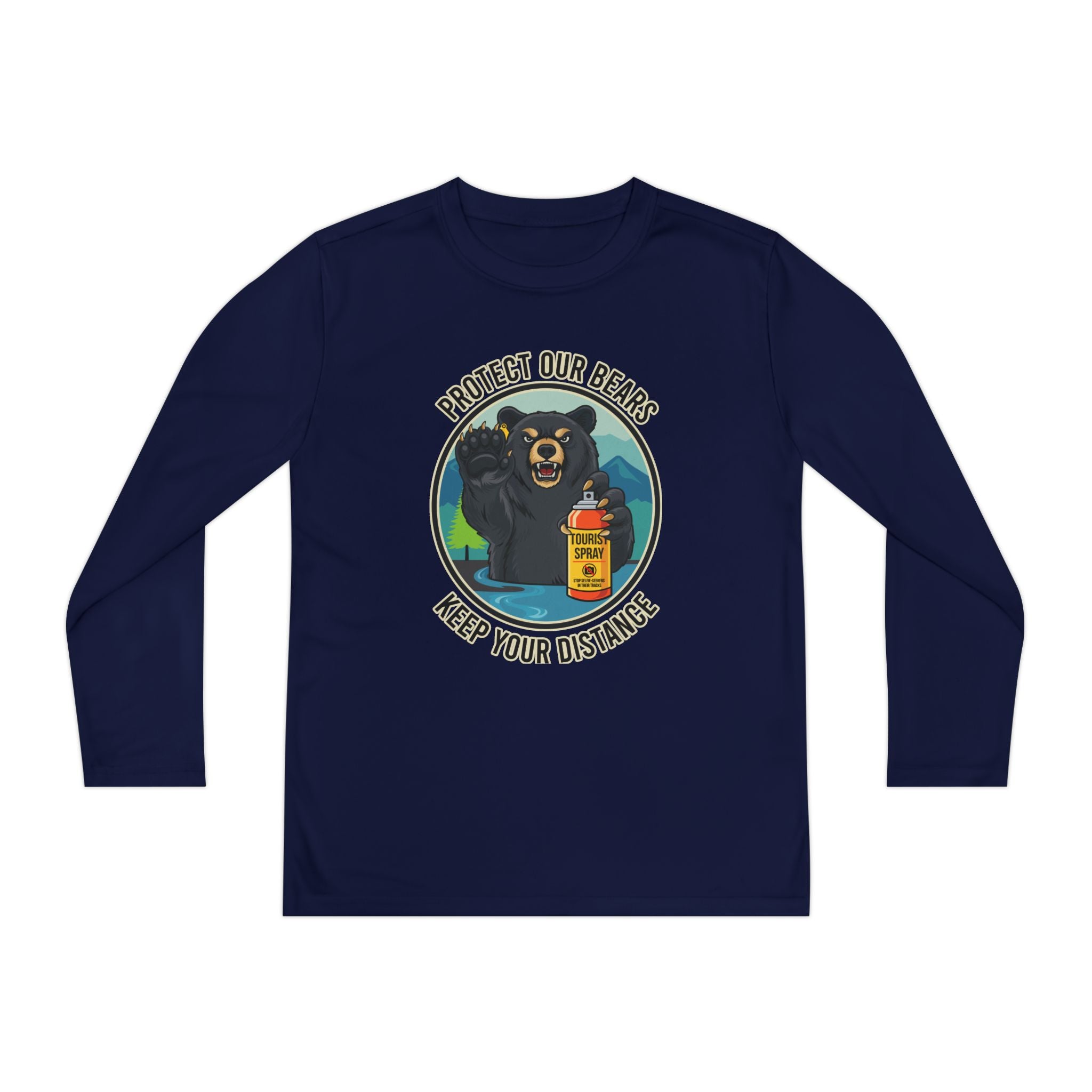 Youth Long Sleeve Tee — "Protect Our Bears, Keep Your Distance" Wildlife Conservation Shirt