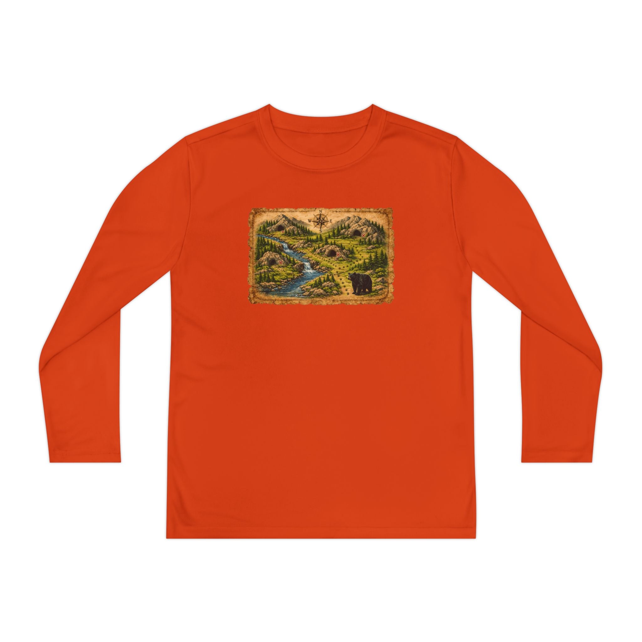 Youth Long Sleeve Tee — Bear Cave Treasure Map