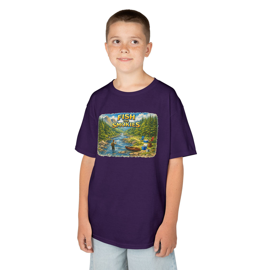 Kids T-Shirt - 'Fish The Smokies' River Fishing Graphic Tee for Outdoorsy Kids