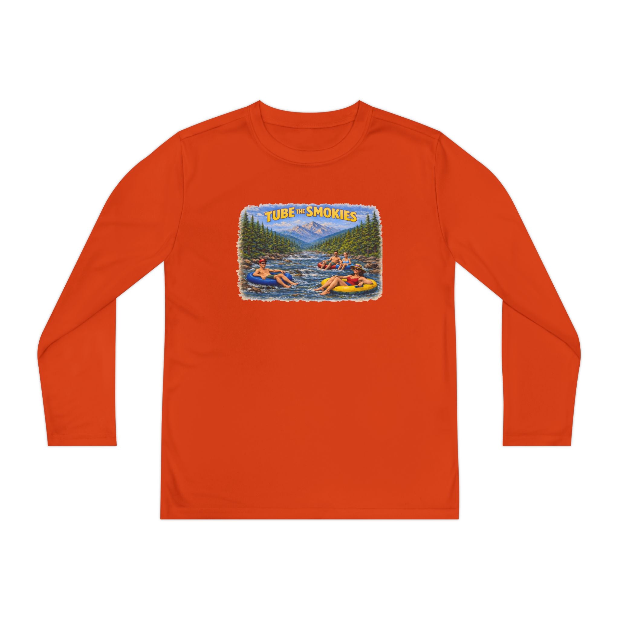 Youth Long Sleeve Tee — Tube the Smokies River Tubing Graphic