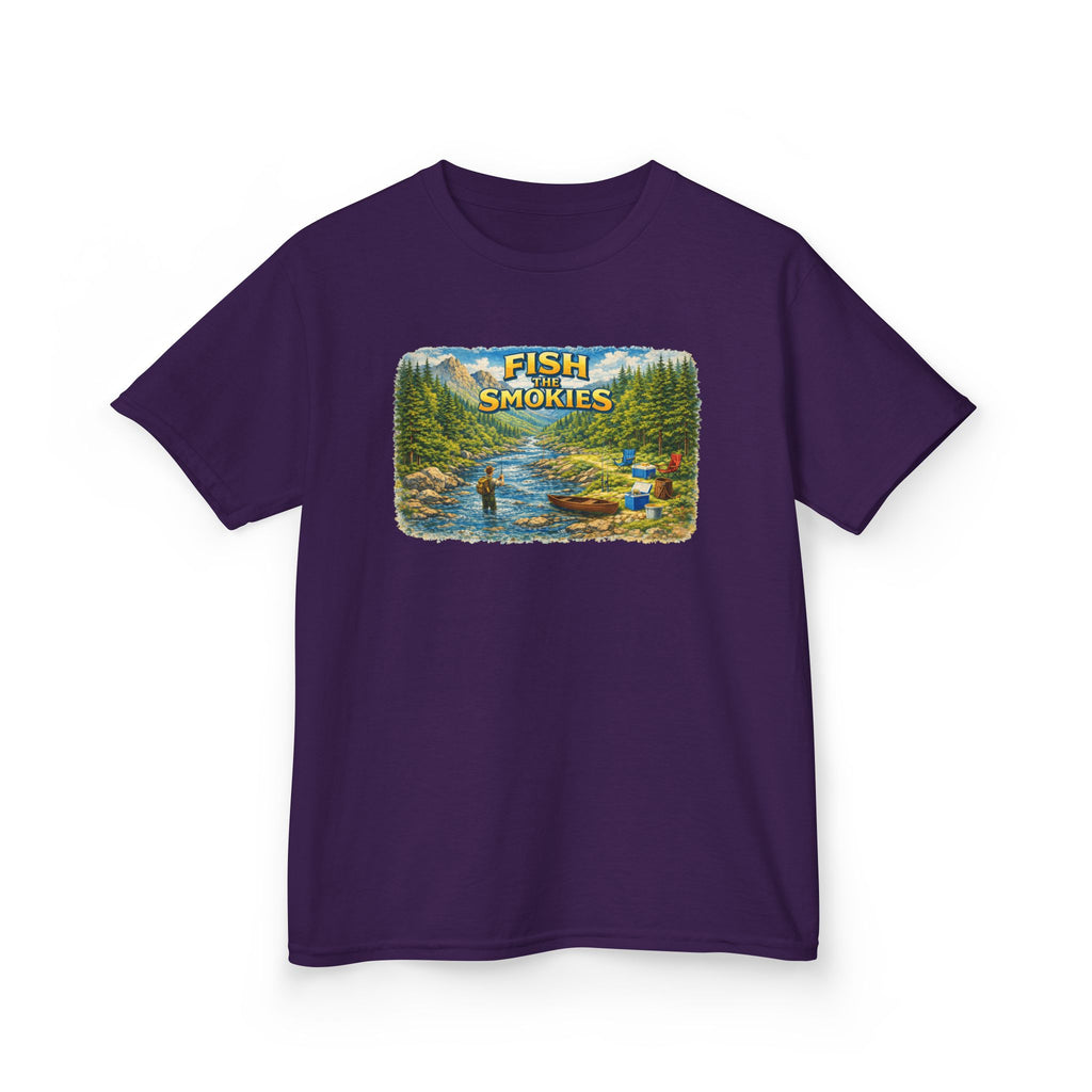 Kids T-Shirt - 'Fish The Smokies' River Fishing Graphic Tee for Outdoorsy Kids