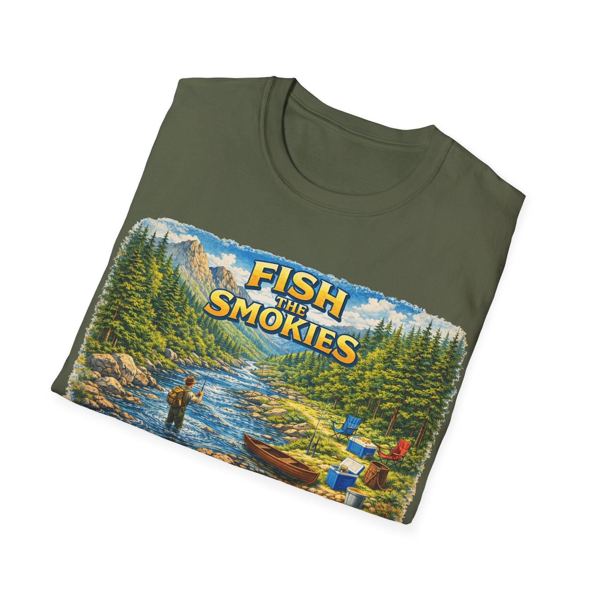 Fish the Smokies Unisex T-Shirt — Scenic Fishing River Graphic Tee