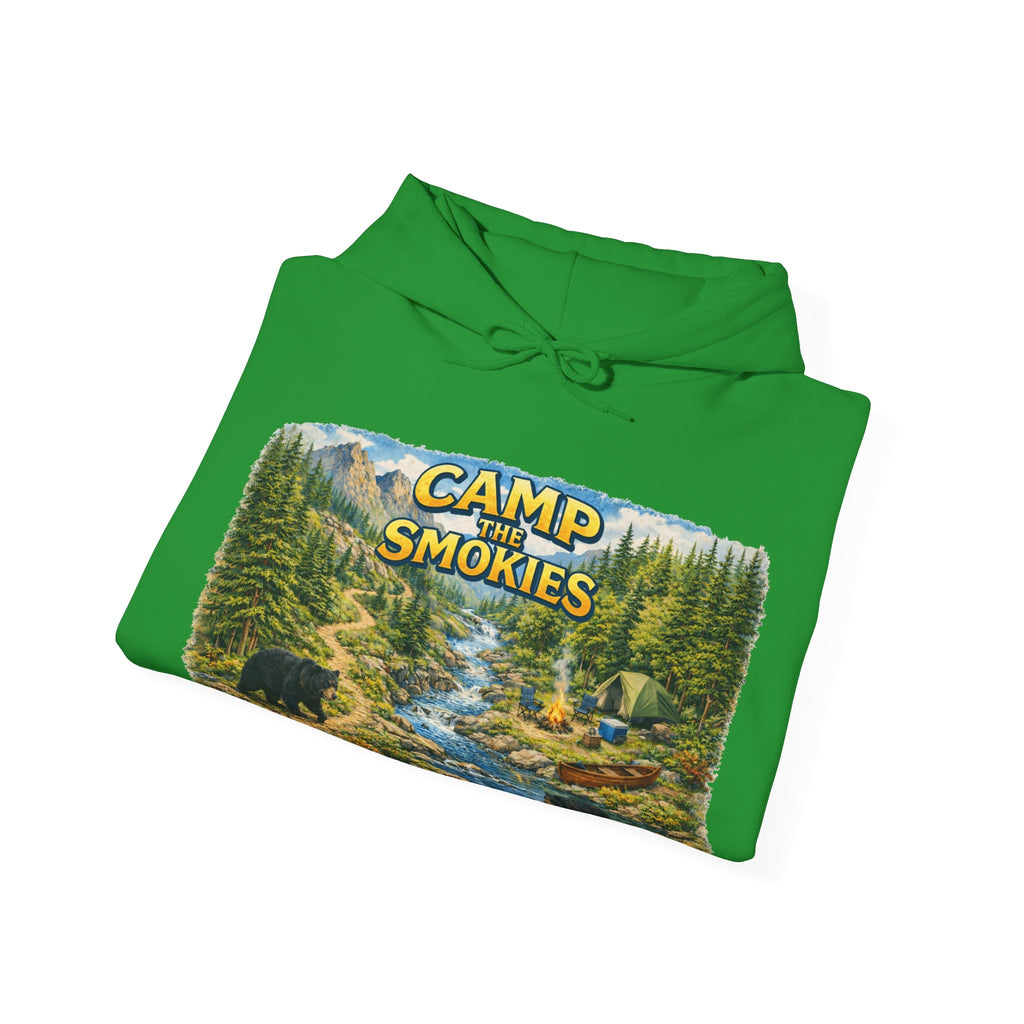 Camp The Smokies Unisex Hoodie — Scenic Mountain Bears Camping Sweatshirt