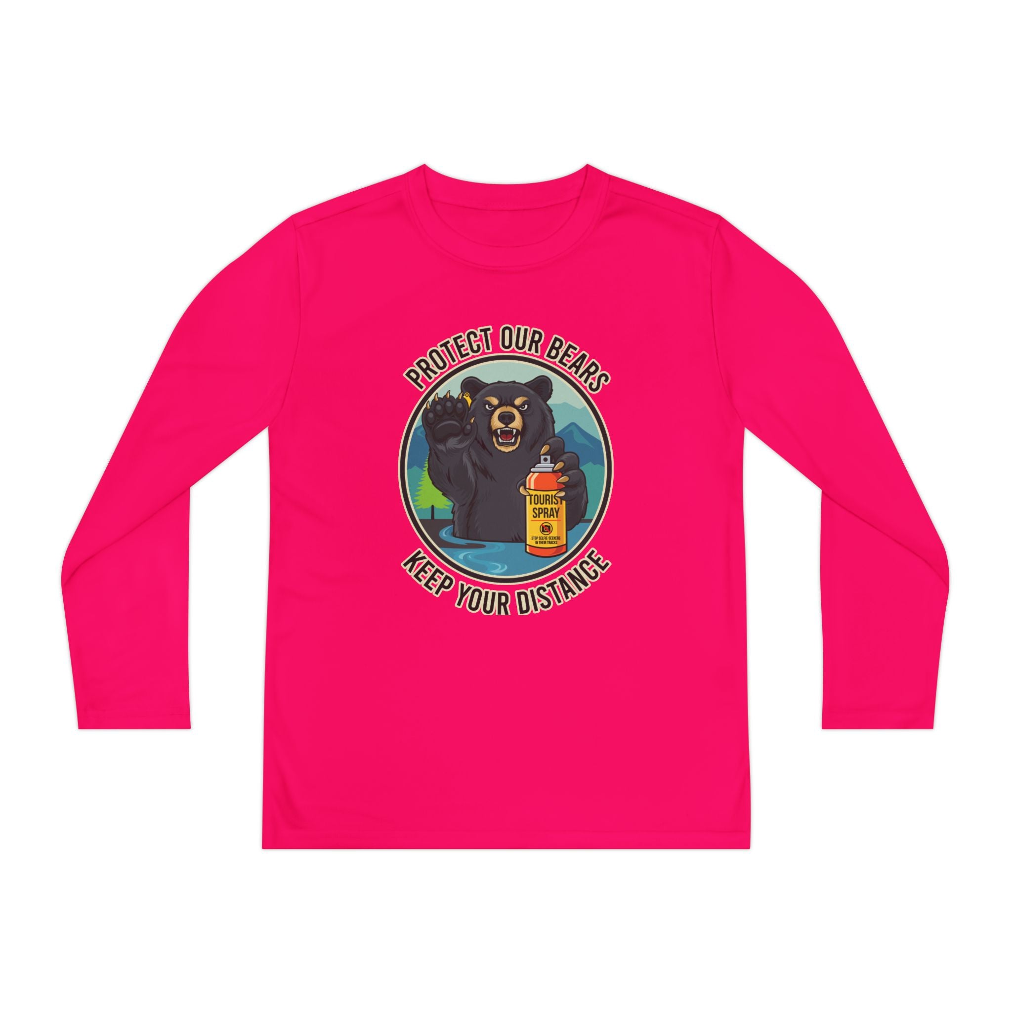Youth Long Sleeve Tee — "Protect Our Bears, Keep Your Distance" Wildlife Conservation Shirt