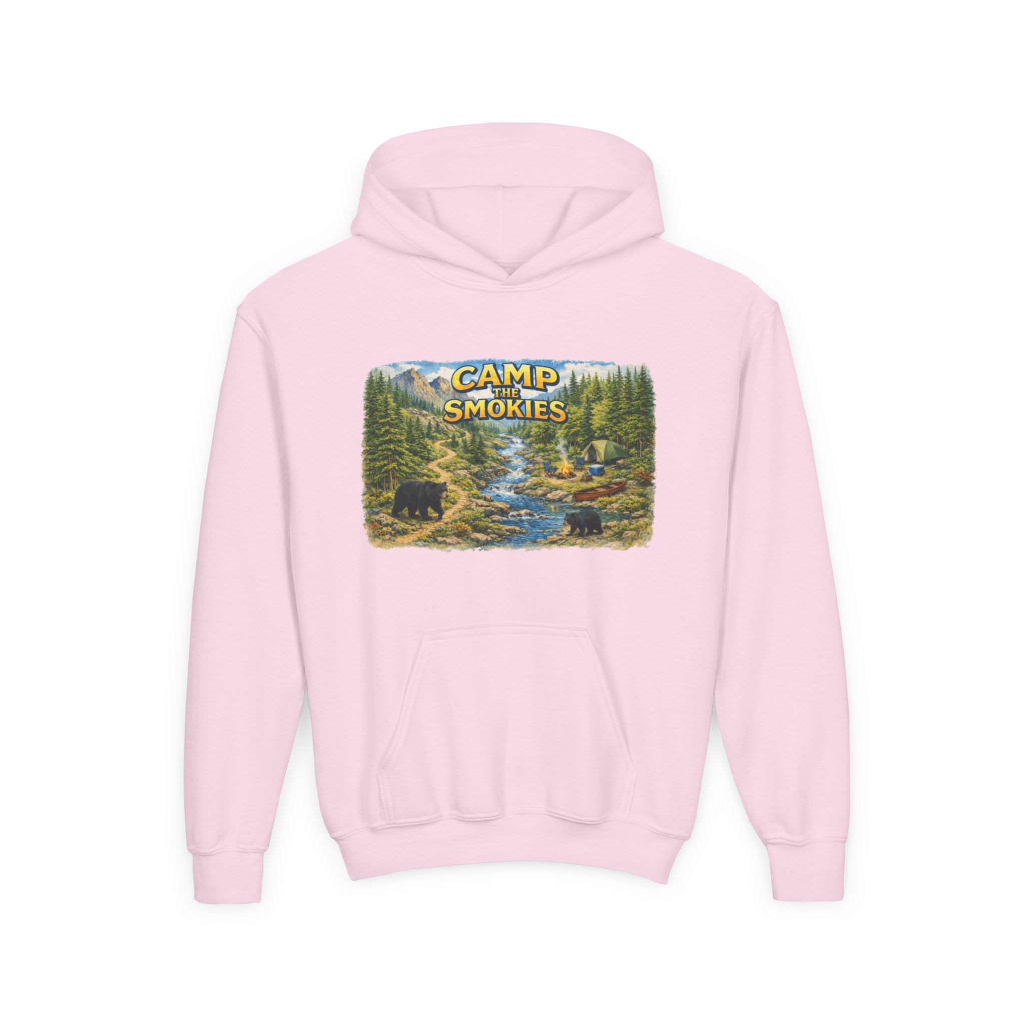 Camp Smokies Youth Hoodie — Outdoor Camping Graphic Sweatshirt