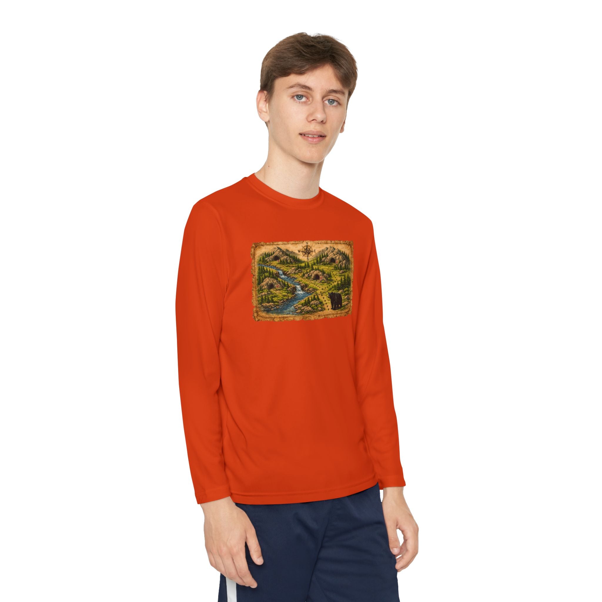 Youth Long Sleeve Tee — Bear Cave Treasure Map
