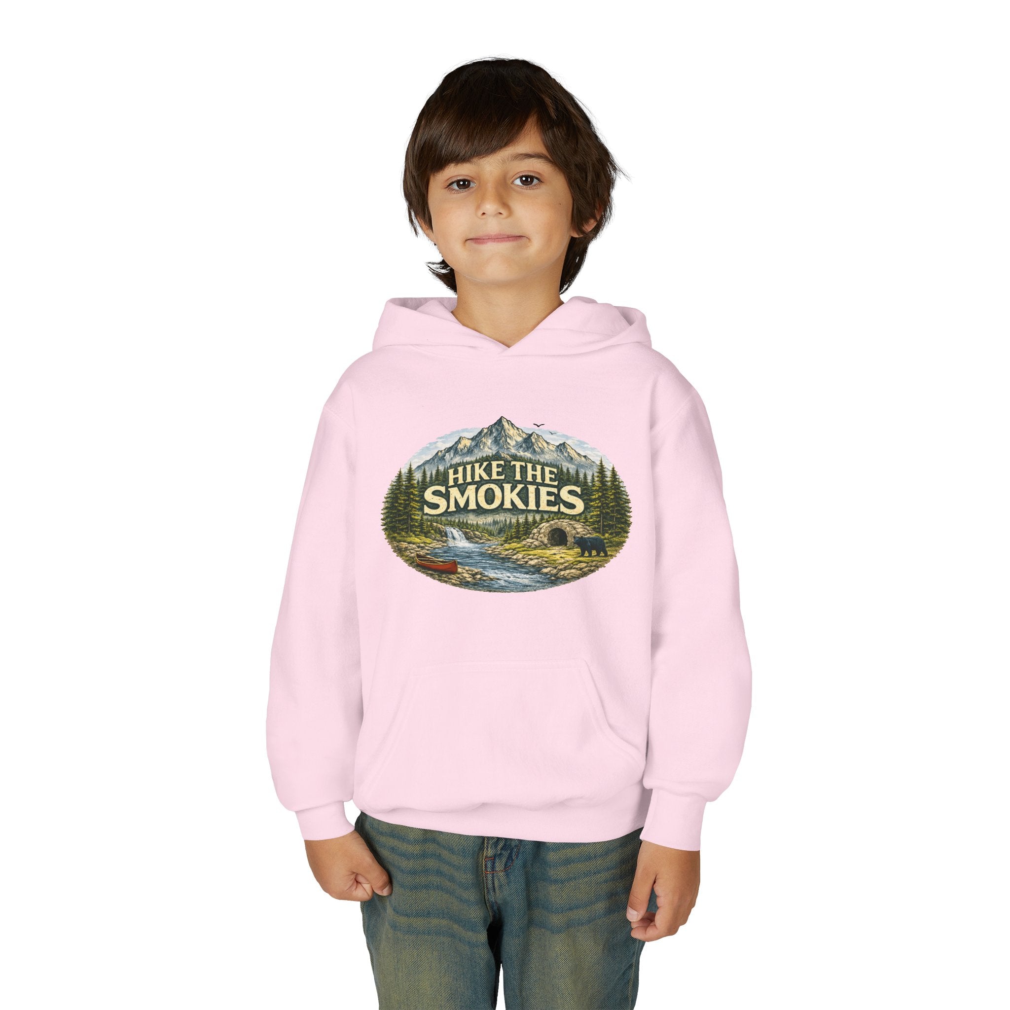 Youth Hoodie - 'Hike the Smokies' Mountain Camping Graphic
