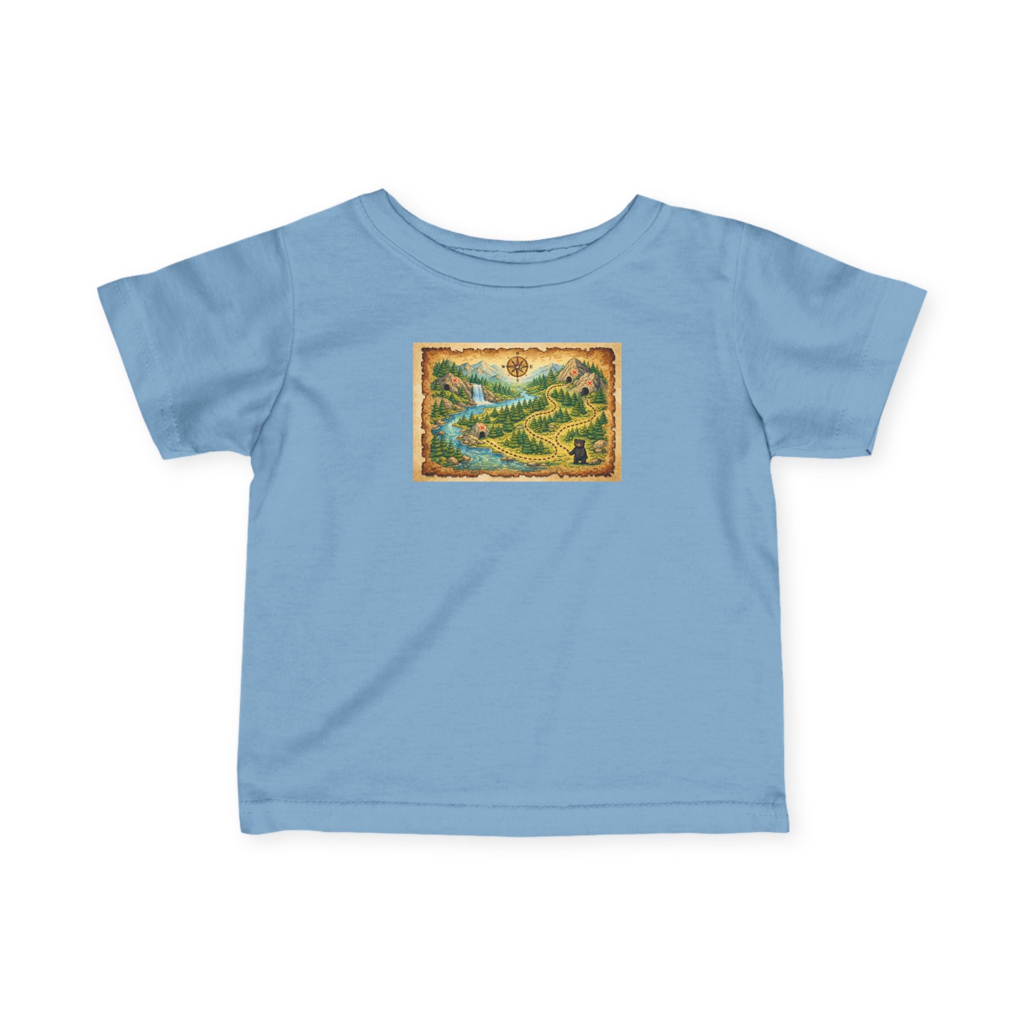 Infant Tee with Vintage Treasure Map Print — Cute Explorer Baby Shirt