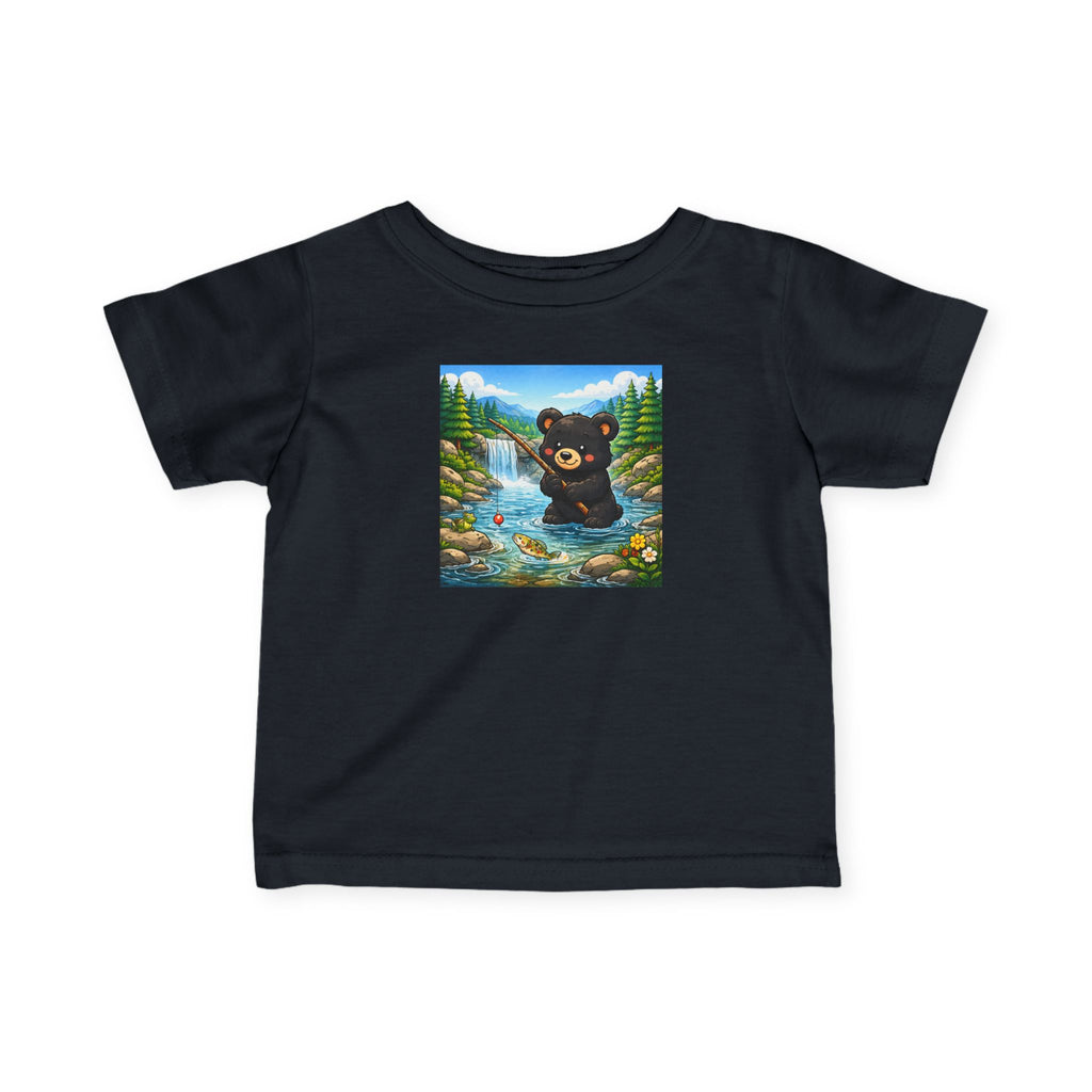 Infant Tee — Playful Bear Fishing Scene Baby T-Shirt