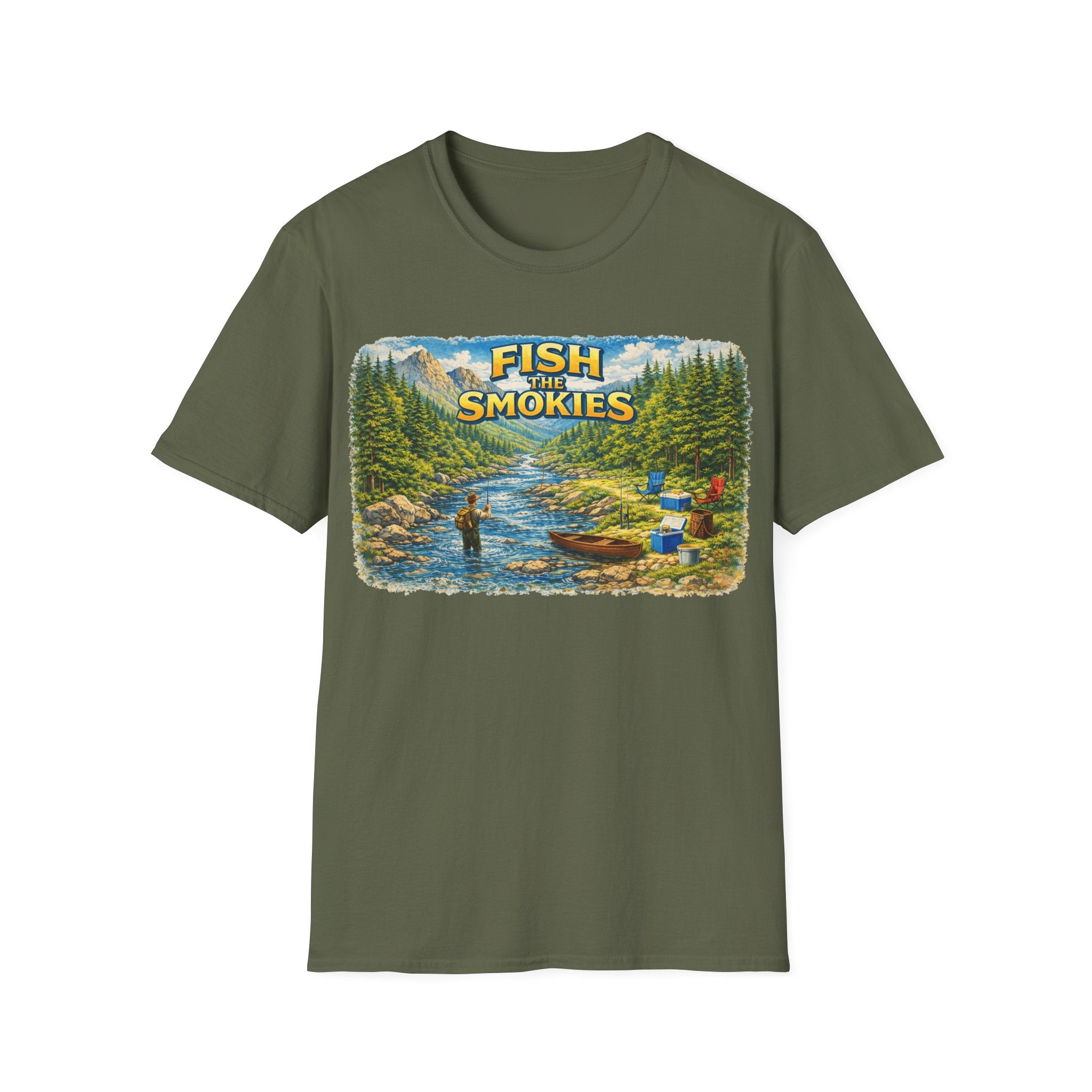 Fish the Smokies Unisex T-Shirt — Scenic Fishing River Graphic Tee
