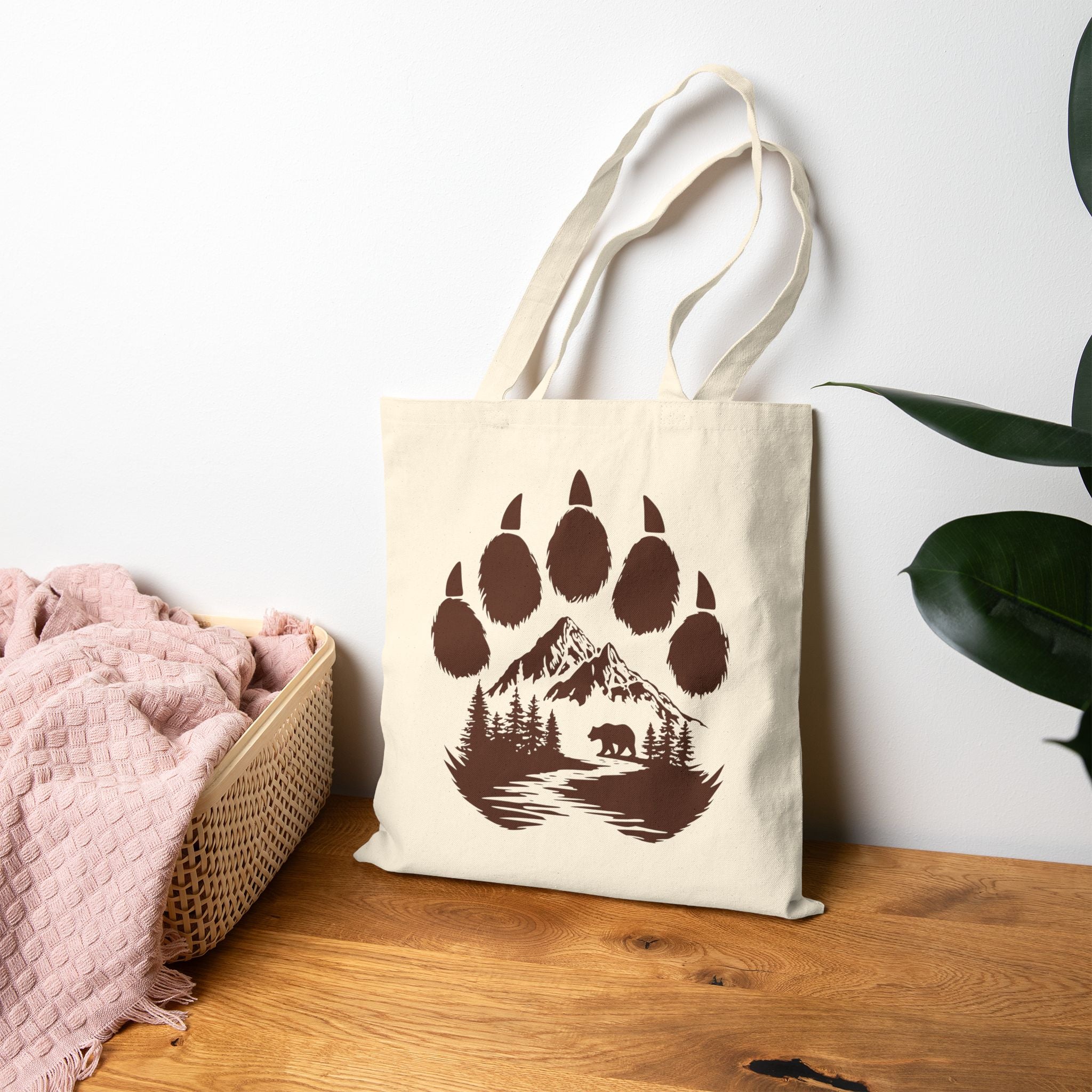 Canvas Tote Bag - Bear Paw Mountain Scene Eco Shopper