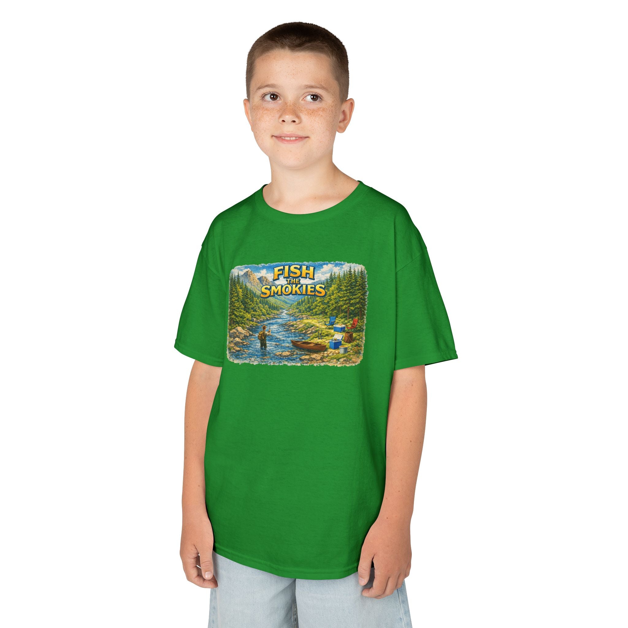 Kids T-Shirt - 'Fish The Smokies' River Fishing Graphic Tee for Outdoorsy Kids