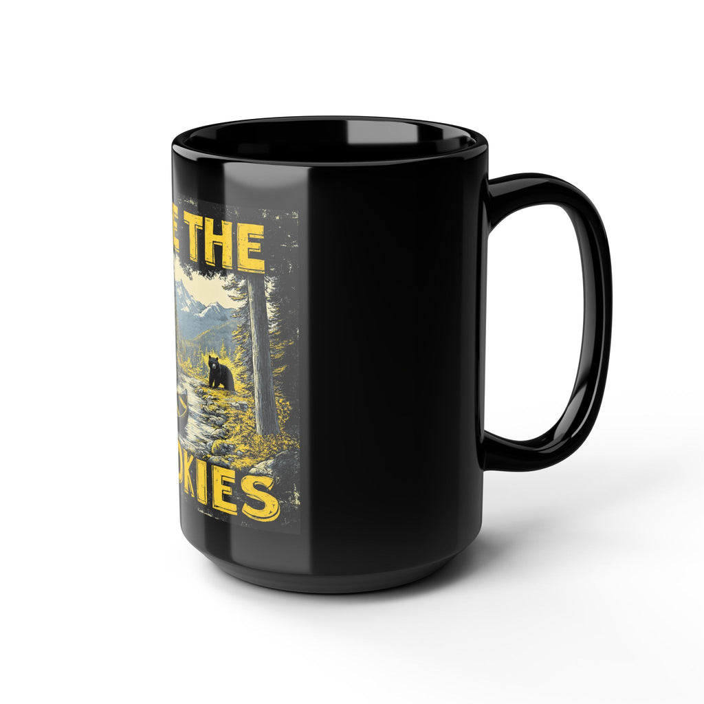 Hike the Smokies 15oz Black Mug — Scenic Mountain & Canoe Coffee Cup