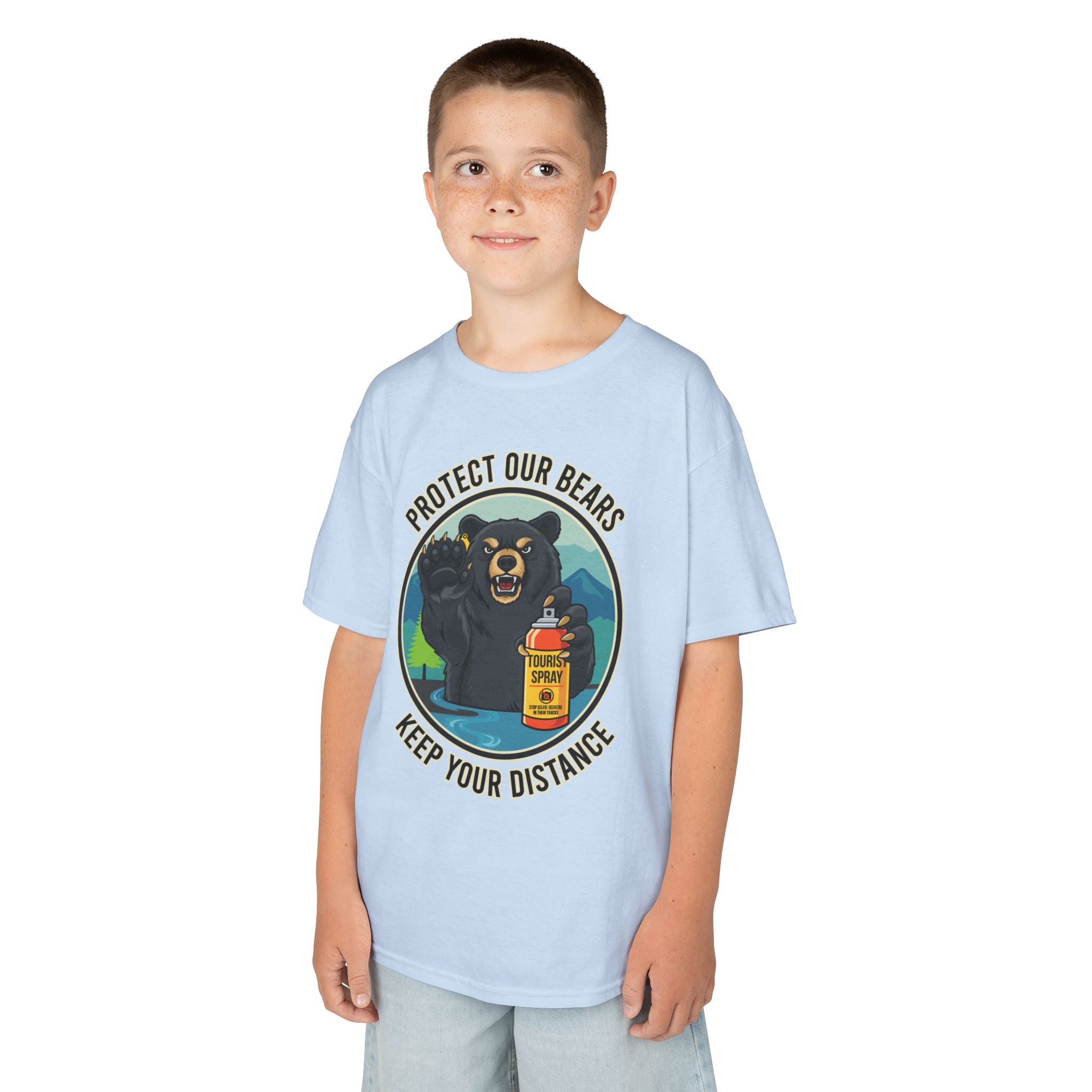 Kids T‑Shirt — "Protect Our Bears, Keep Your Distance" Cute Bear Conservation Tee