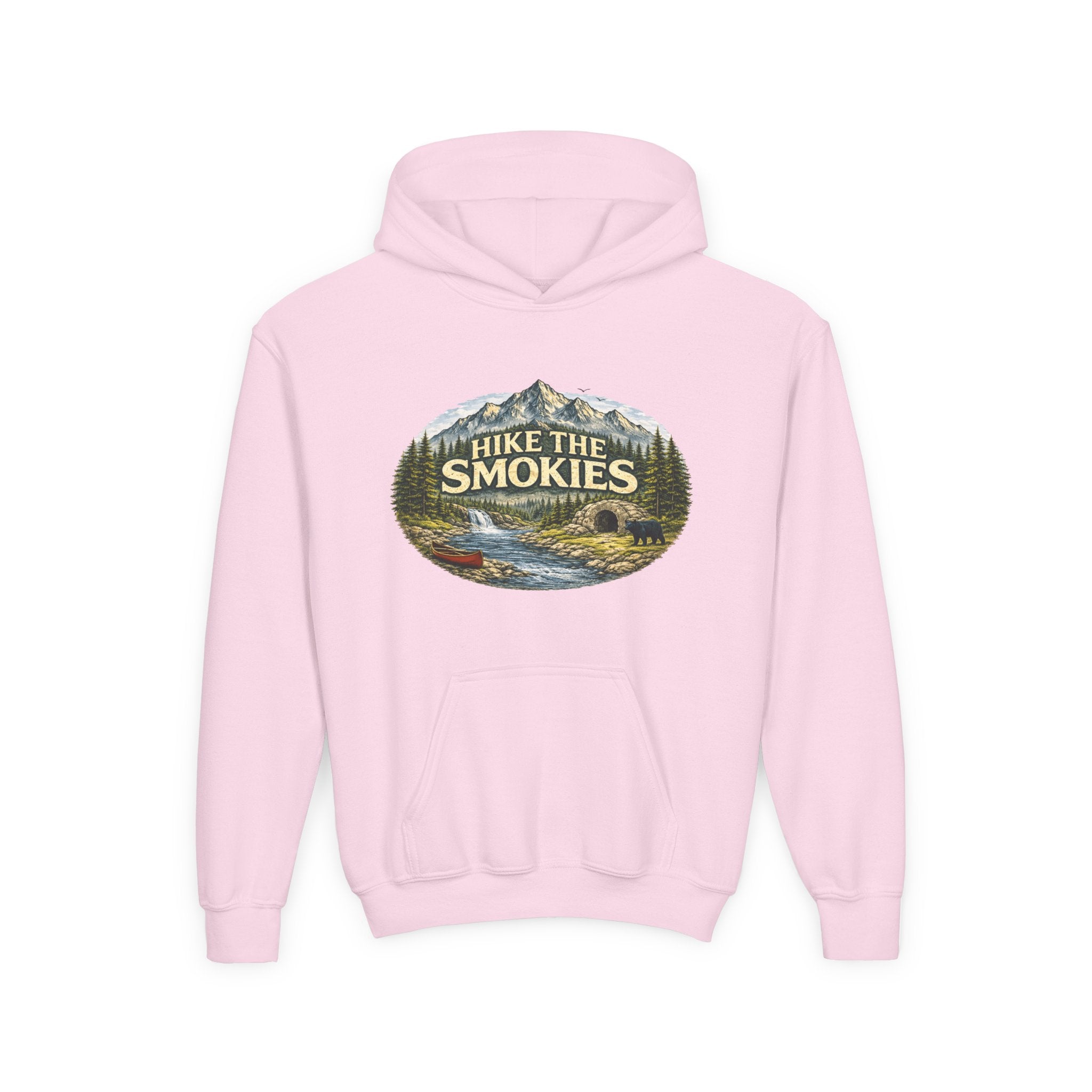Youth Hoodie - 'Hike the Smokies' Mountain Camping Graphic