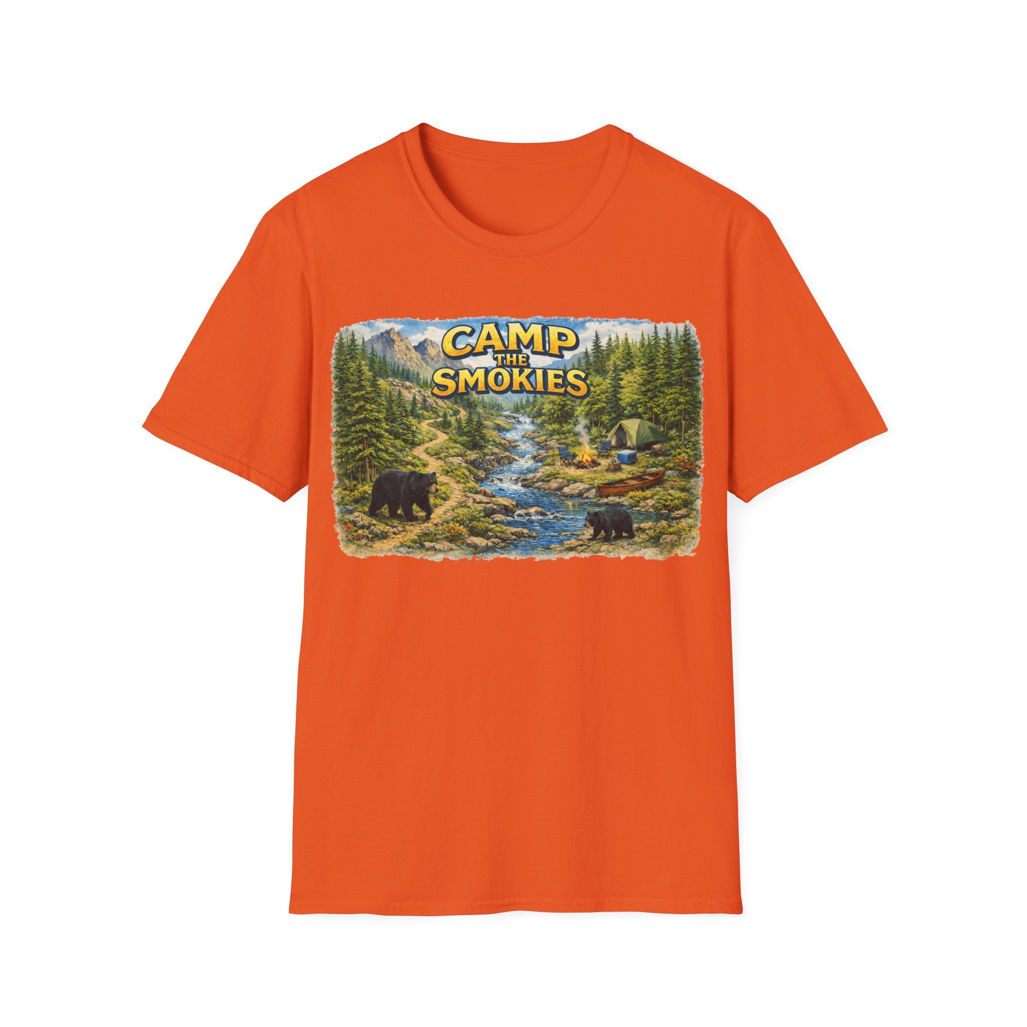 Camp the Smokies Unisex T-Shirt – Rustic Mountain Camping Graphic Tee