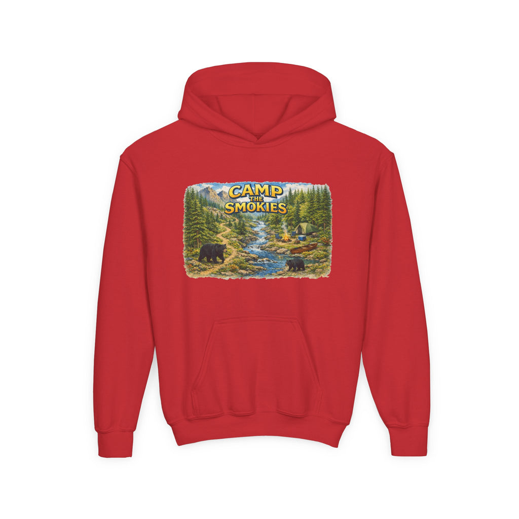 Camp Smokies Youth Hoodie — Outdoor Camping Graphic Sweatshirt