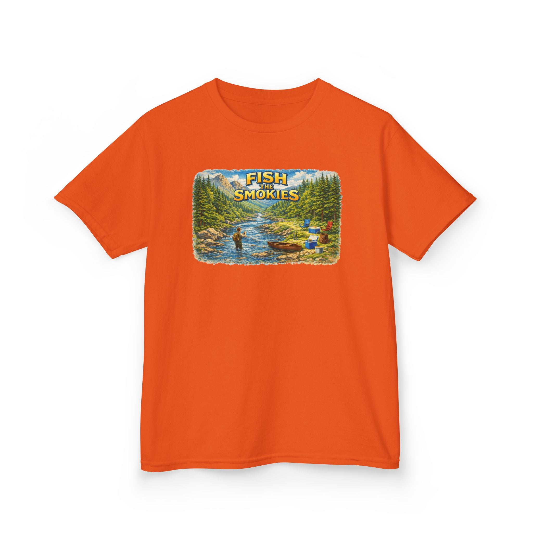 Kids T-Shirt - 'Fish The Smokies' River Fishing Graphic Tee for Outdoorsy Kids