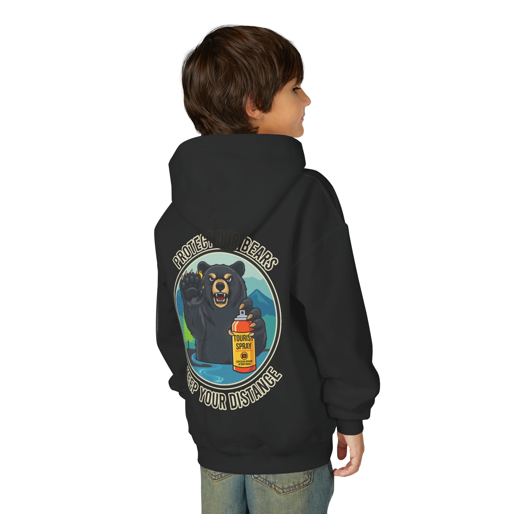 Bear Safety Youth Hoodie — "Protect Our Bears, Keep Your Distance"