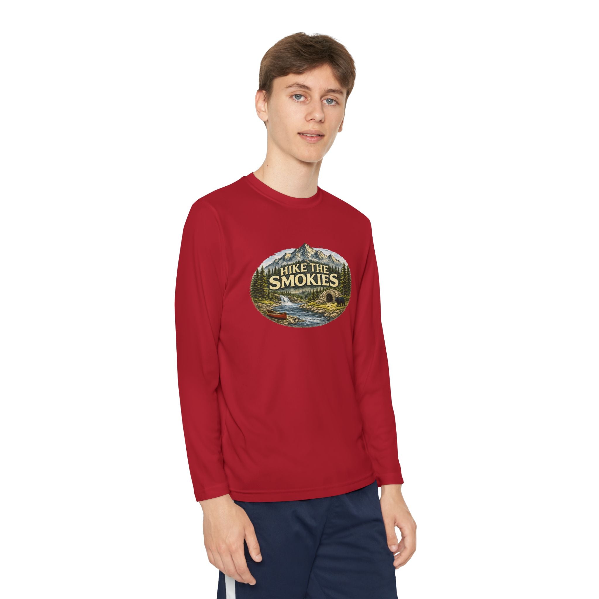Youth Long Sleeve Tee — "Hike the Smokies" Nature Graphic