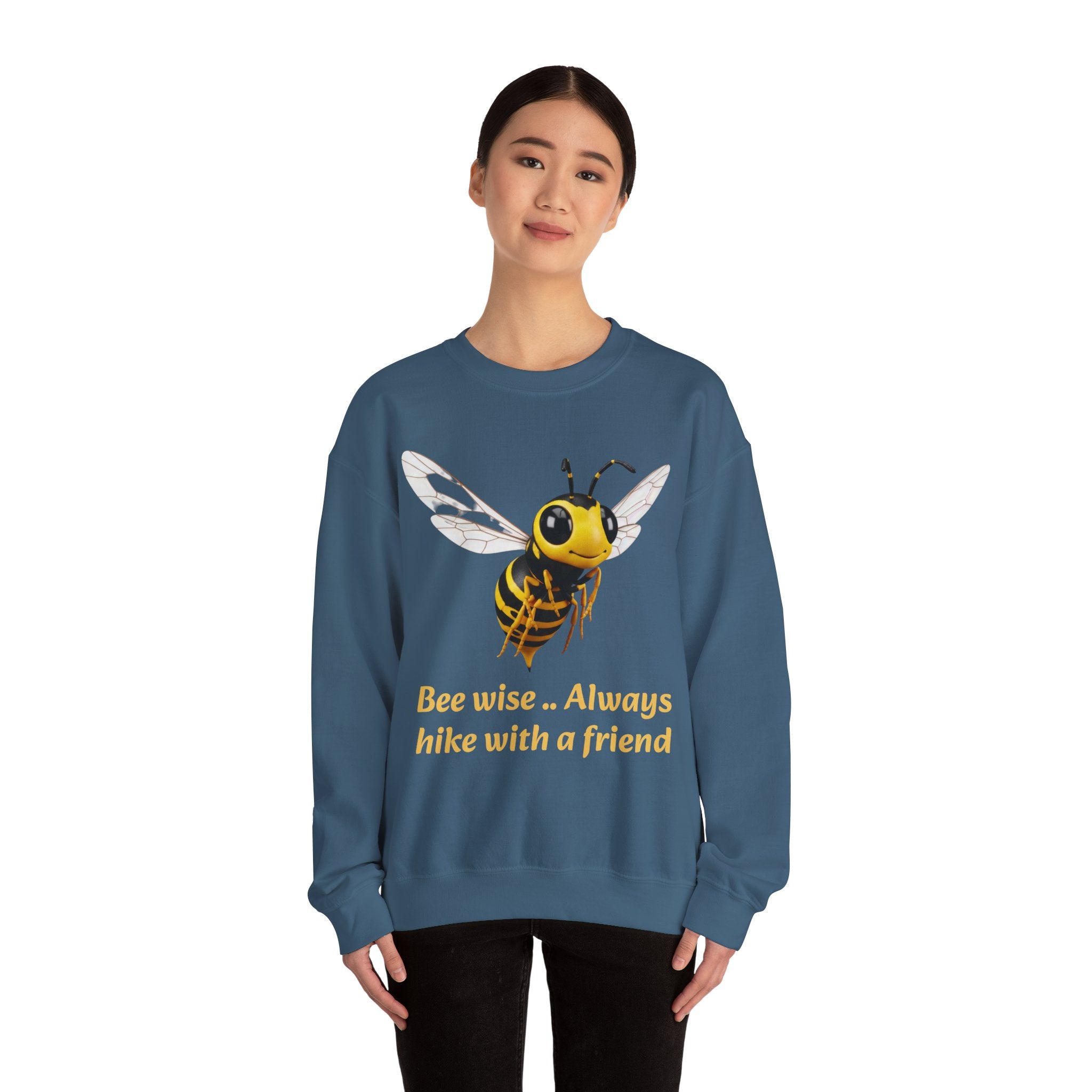 Bee Wise Crewneck Sweatshirt — Bee Illustration "Bee wise .. Always hike with a friend"