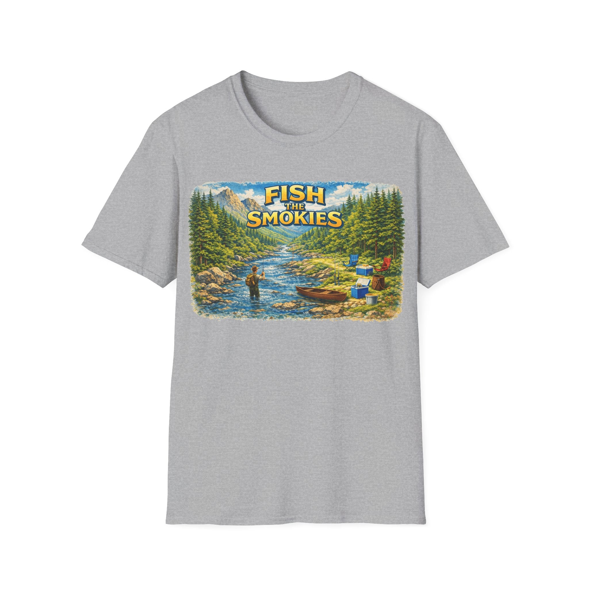 Fish the Smokies Unisex T-Shirt — Scenic Fishing River Graphic Tee