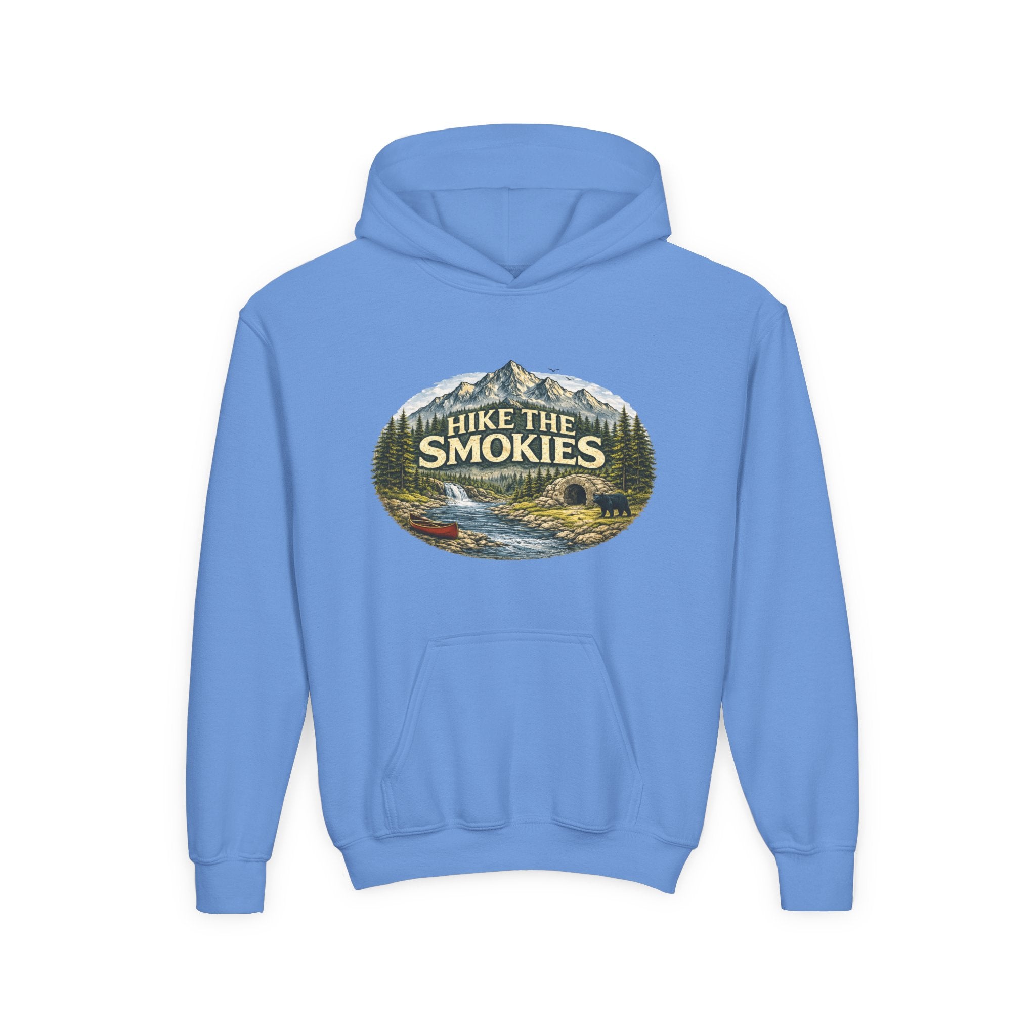 Youth Hoodie - 'Hike the Smokies' Mountain Camping Graphic