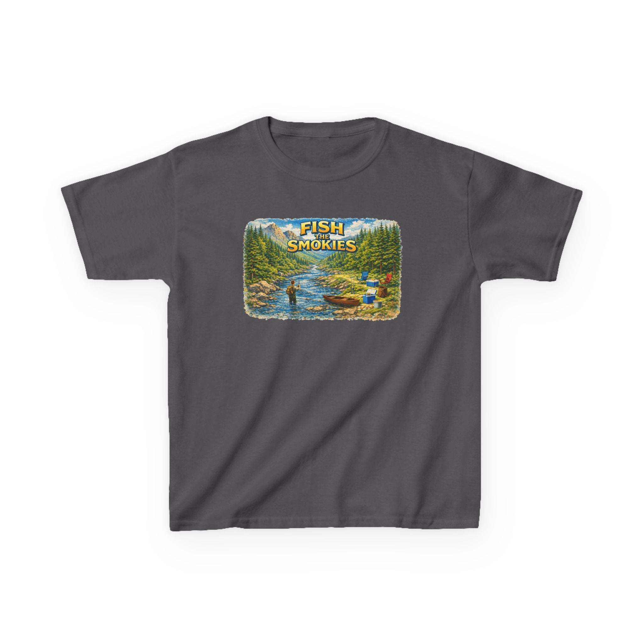 Kids T-Shirt - 'Fish The Smokies' River Fishing Graphic Tee for Outdoorsy Kids