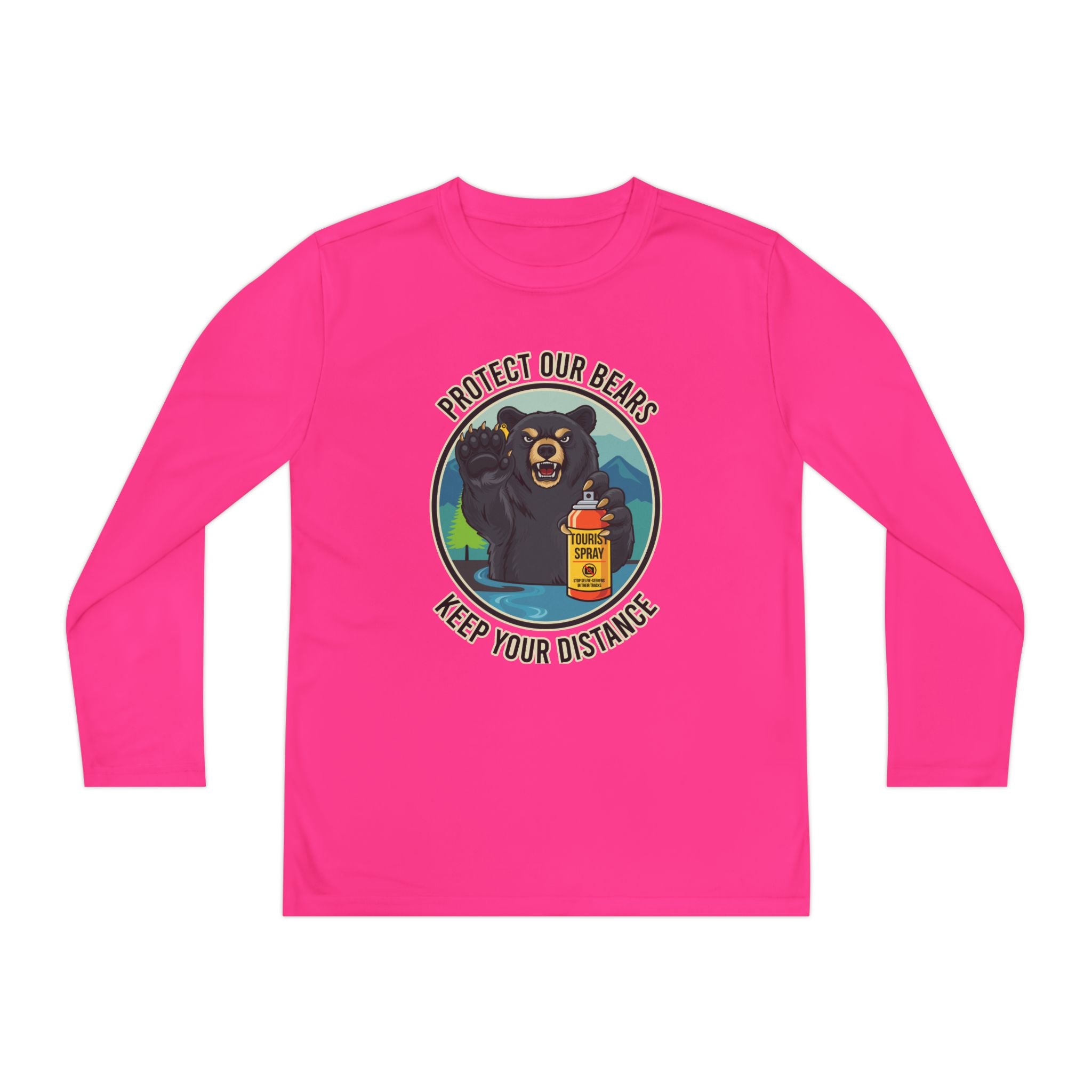 Youth Long Sleeve Tee — "Protect Our Bears, Keep Your Distance" Wildlife Conservation Shirt