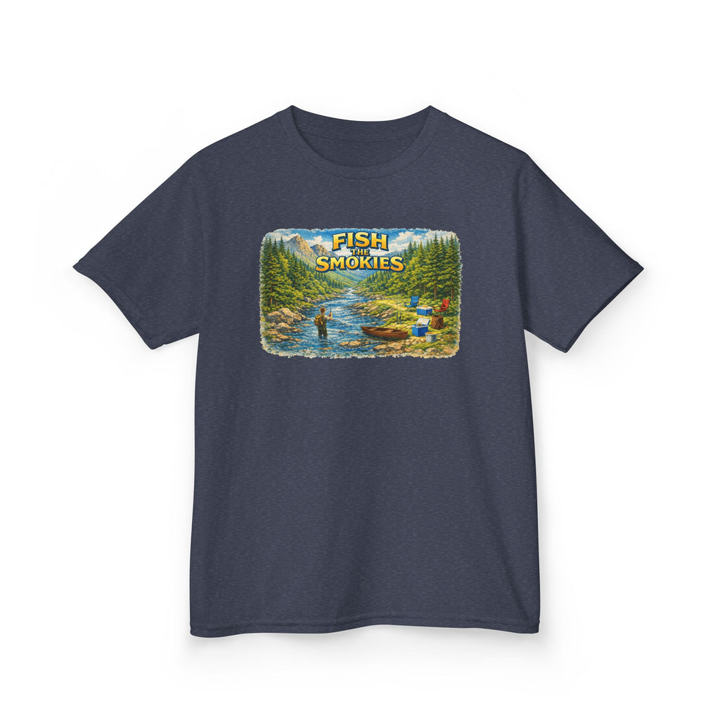 Kids T-Shirt - 'Fish The Smokies' River Fishing Graphic Tee for Outdoorsy Kids