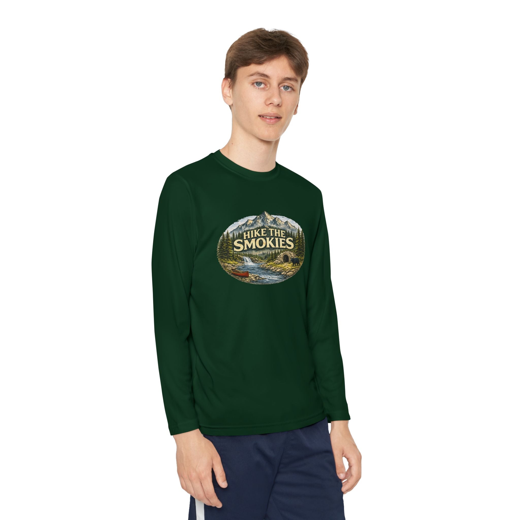 Youth Long Sleeve Tee — "Hike the Smokies" Nature Graphic