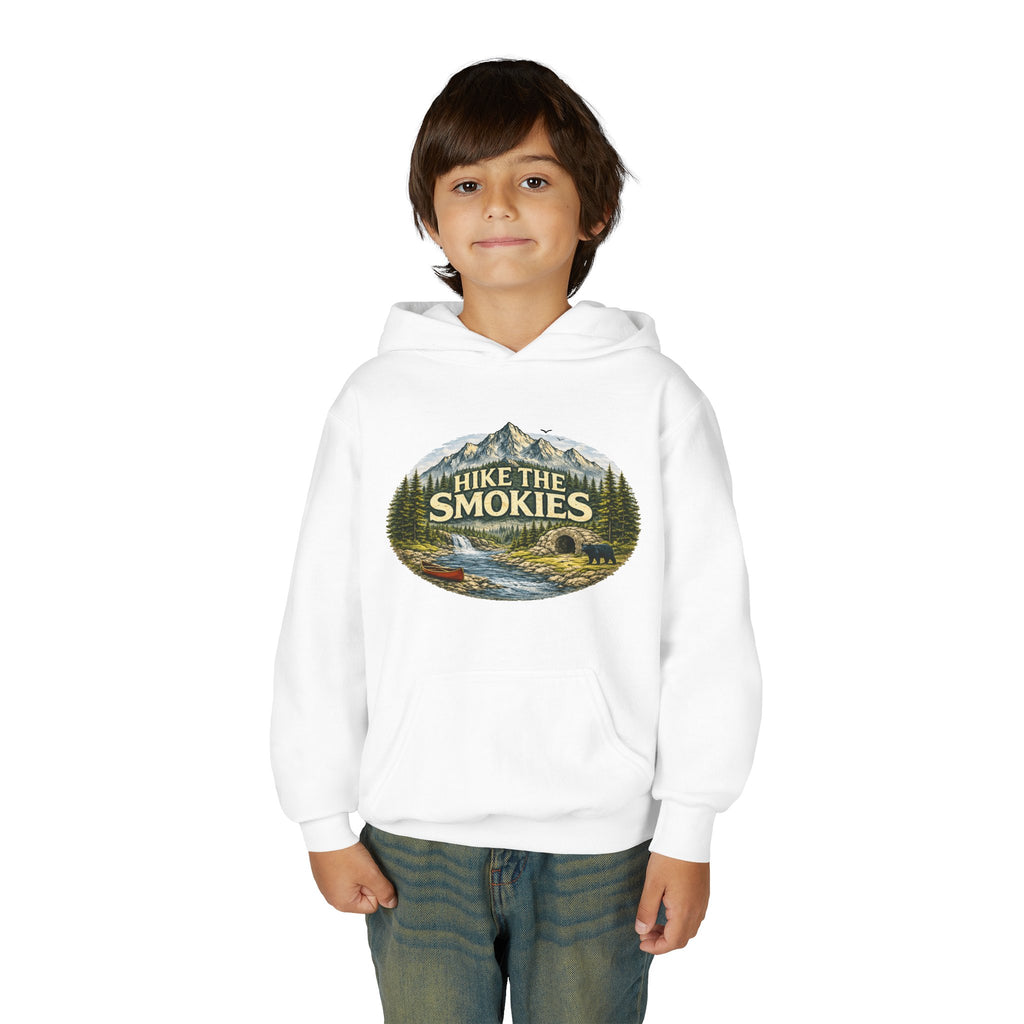 Youth Hoodie - 'Hike the Smokies' Mountain Camping Graphic