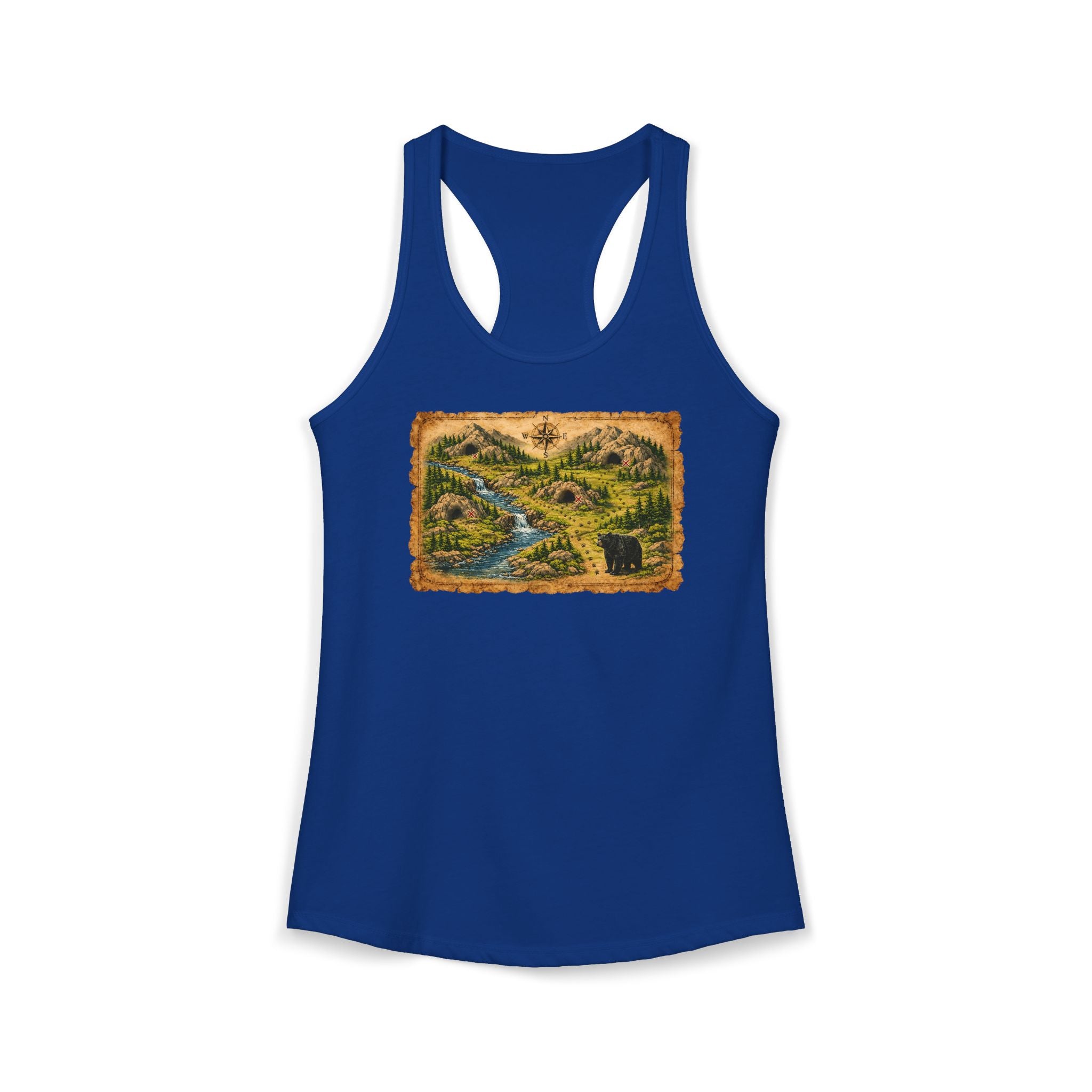 Women's Bear Cave Treasure Map Racerback Tank