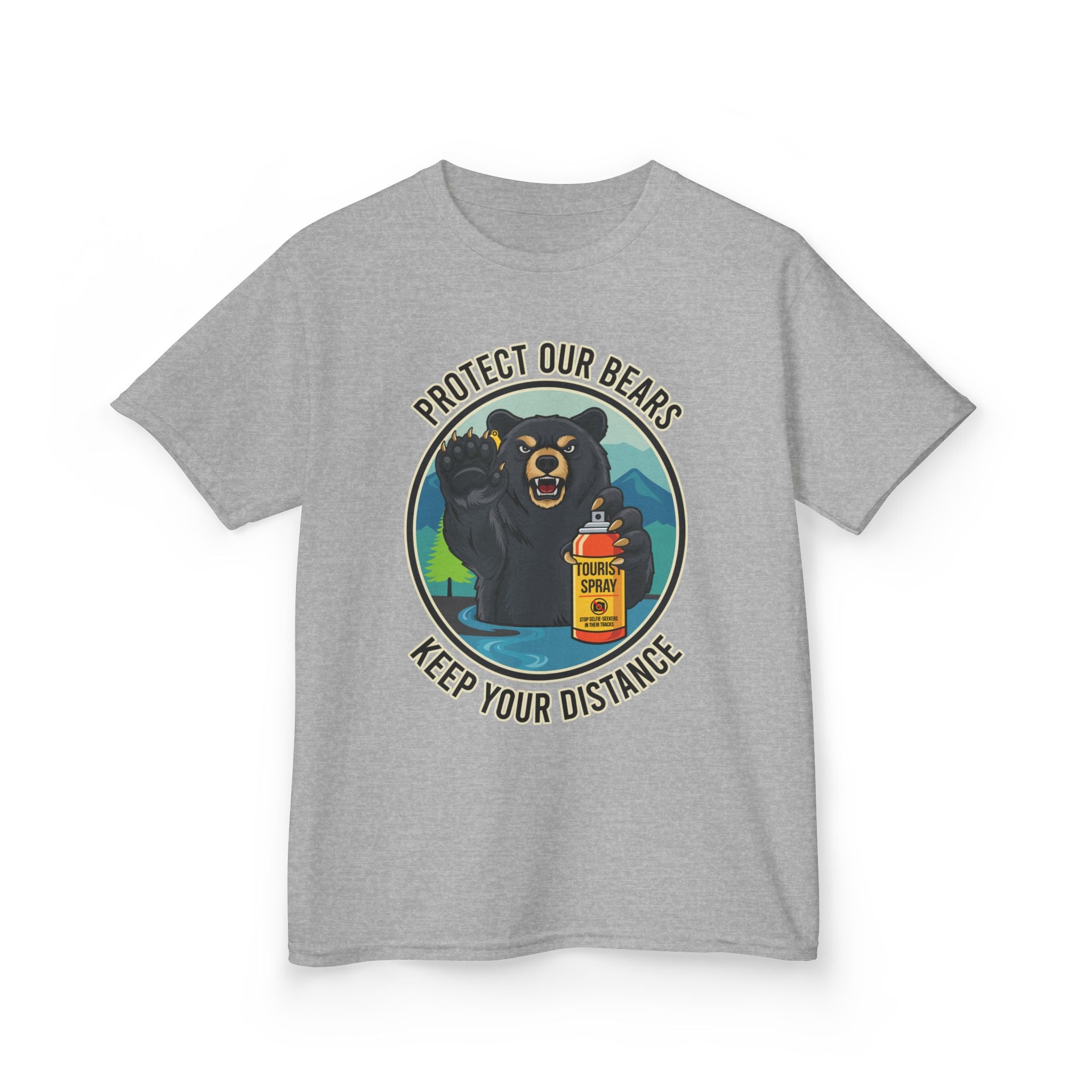 Kids T‑Shirt — "Protect Our Bears, Keep Your Distance" Cute Bear Conservation Tee