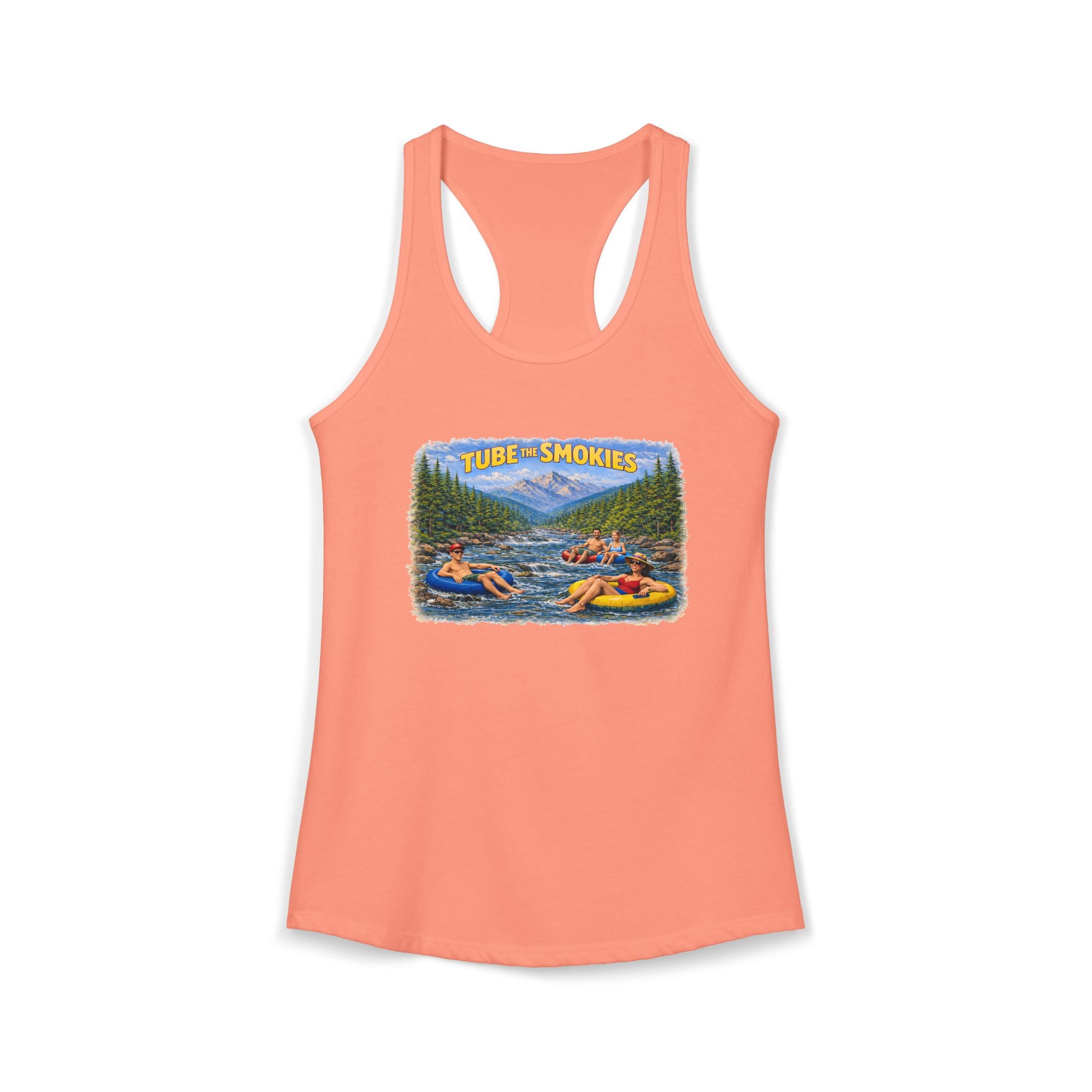 Smoky Mountains Tubing River Scene Women's Racerback Tank