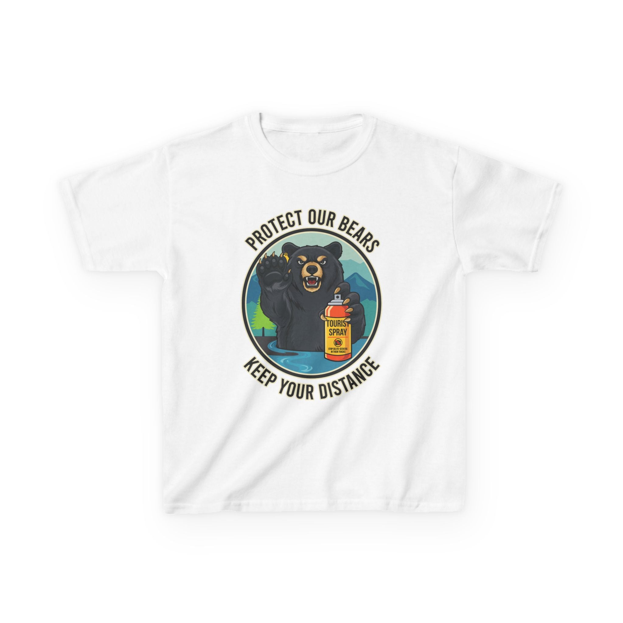 Kids T‑Shirt — "Protect Our Bears, Keep Your Distance" Cute Bear Conservation Tee