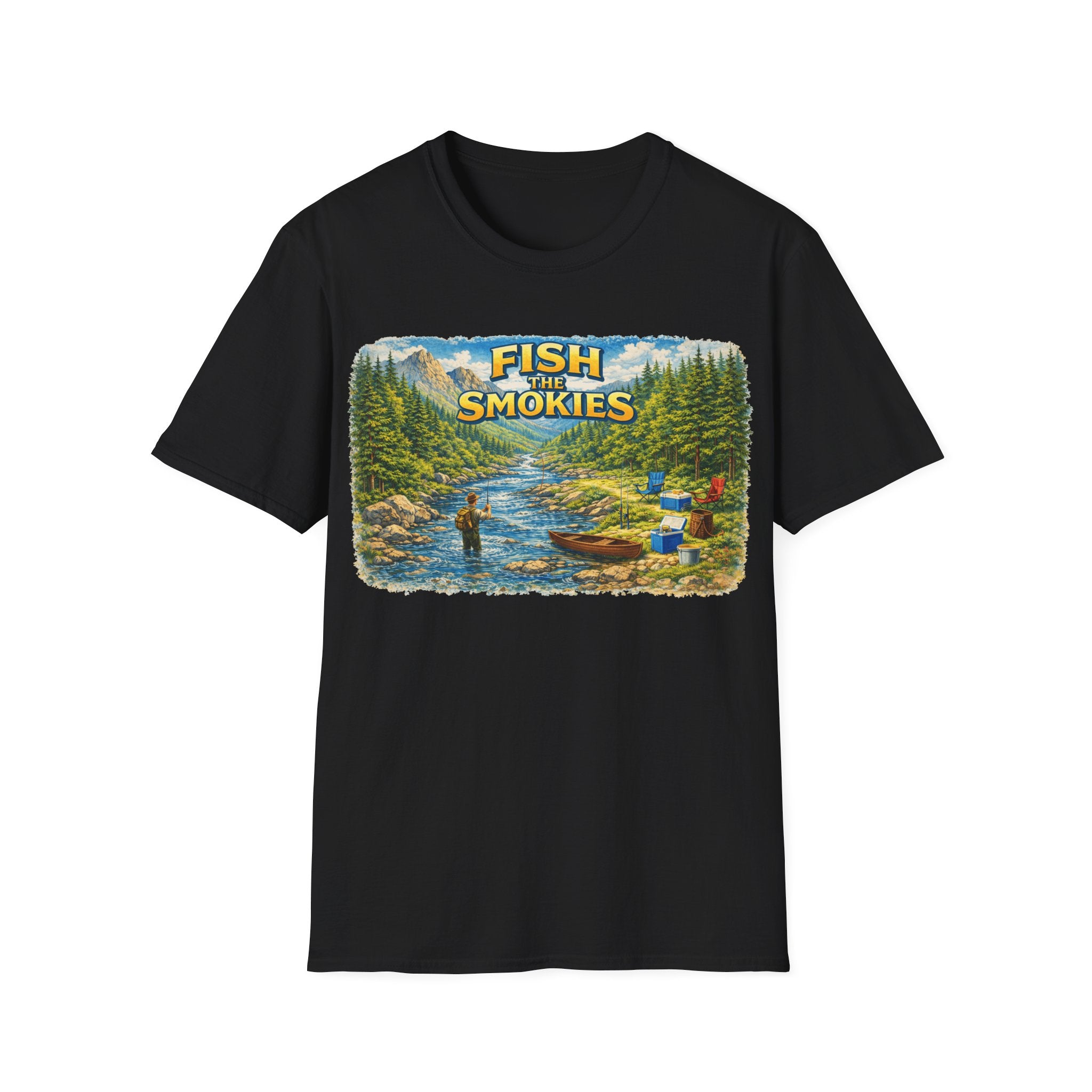 Fish the Smokies Unisex T-Shirt — Scenic Fishing River Graphic Tee