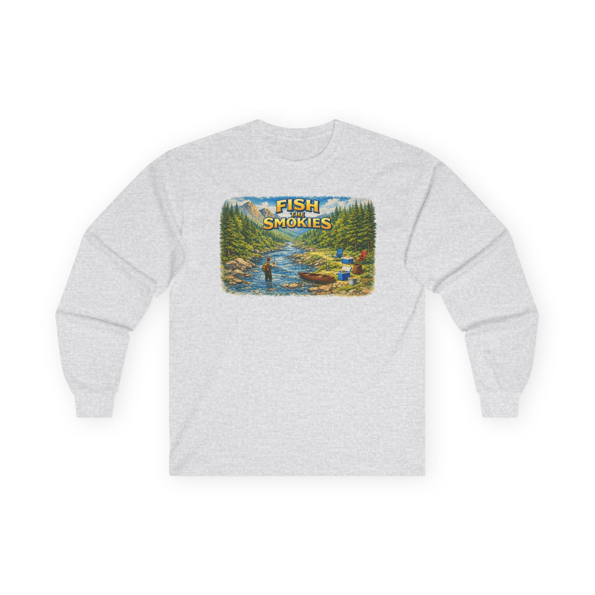 Fish the Smokies Long Sleeve Unisex Tee — Scenic Mountain Fly Fishing Shirt