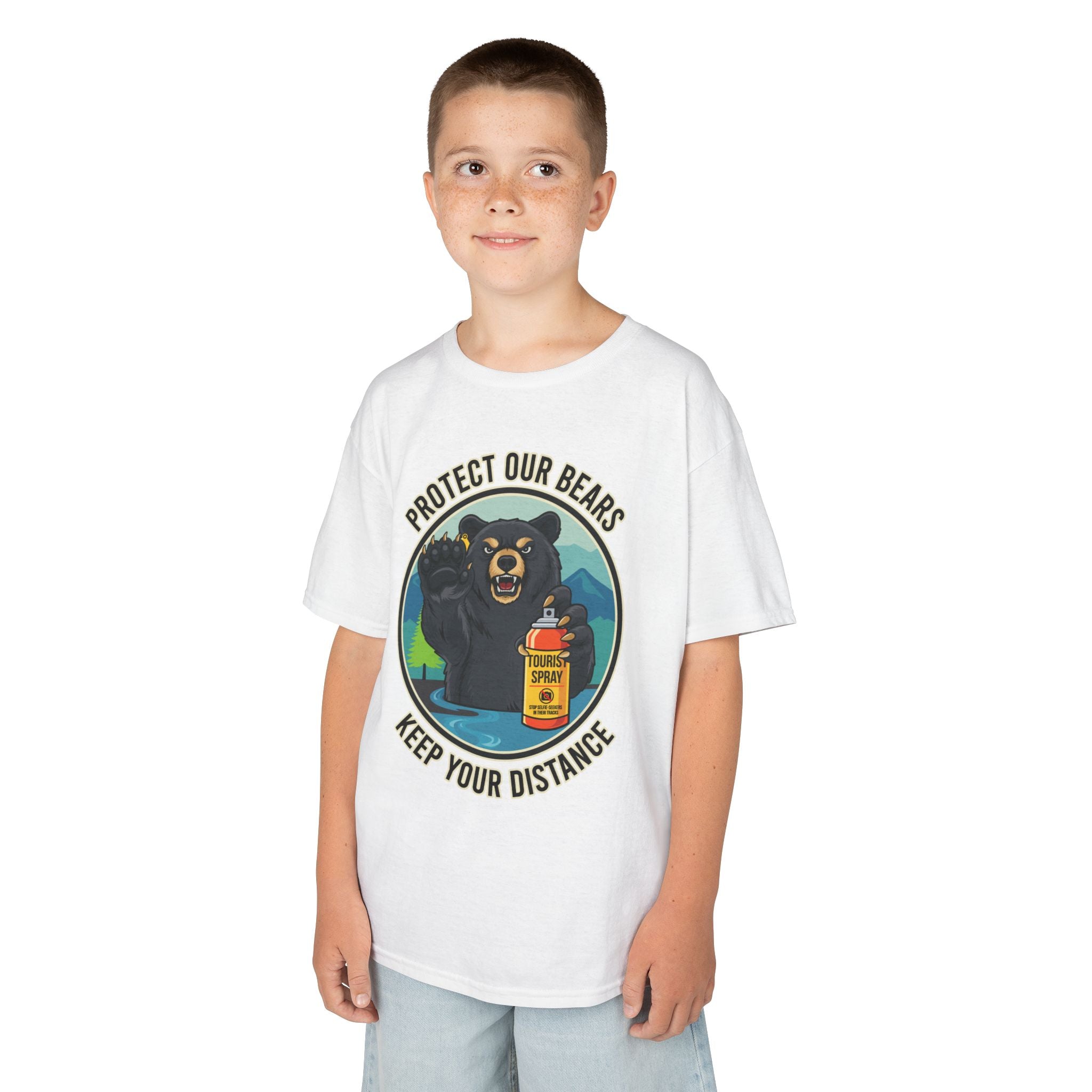 Kids T‑Shirt — "Protect Our Bears, Keep Your Distance" Cute Bear Conservation Tee