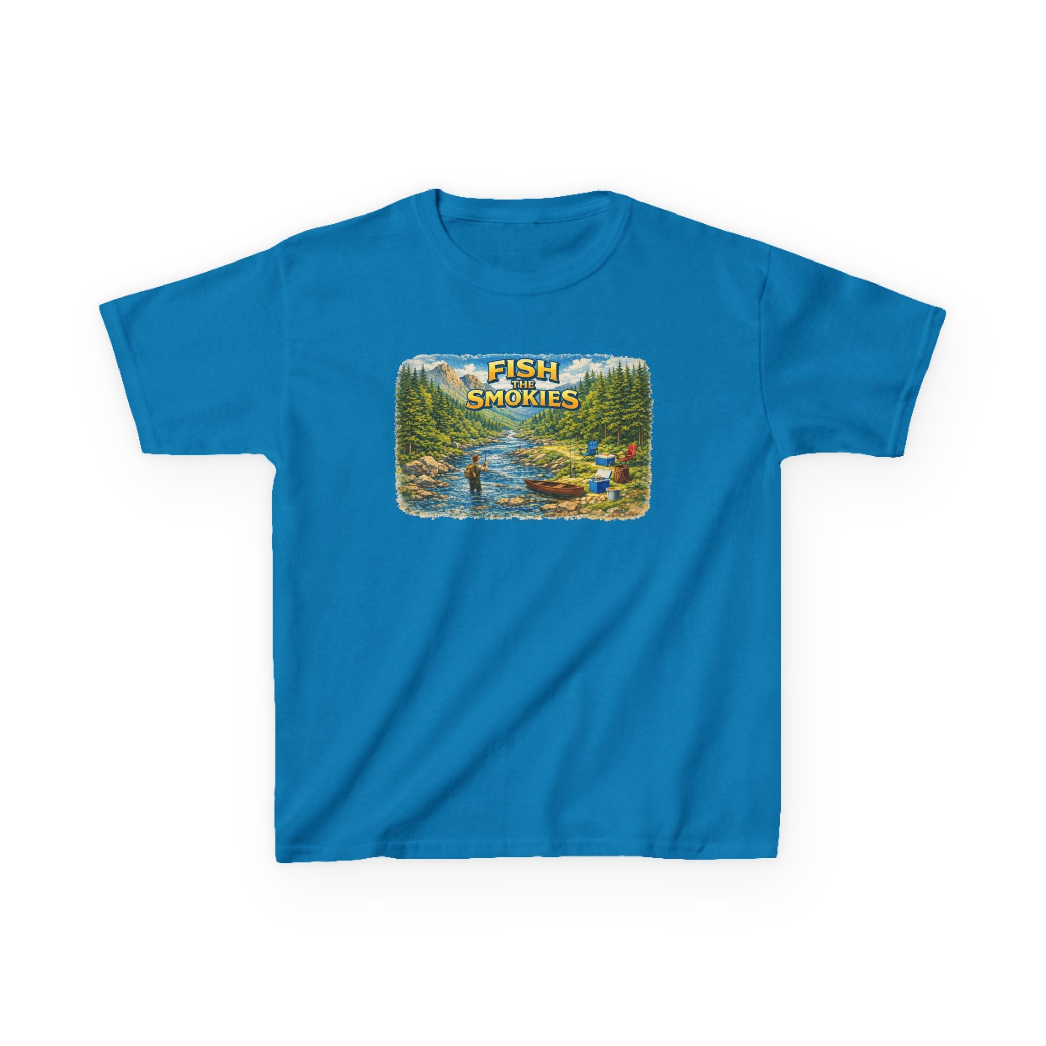 Kids T-Shirt - 'Fish The Smokies' River Fishing Graphic Tee for Outdoorsy Kids