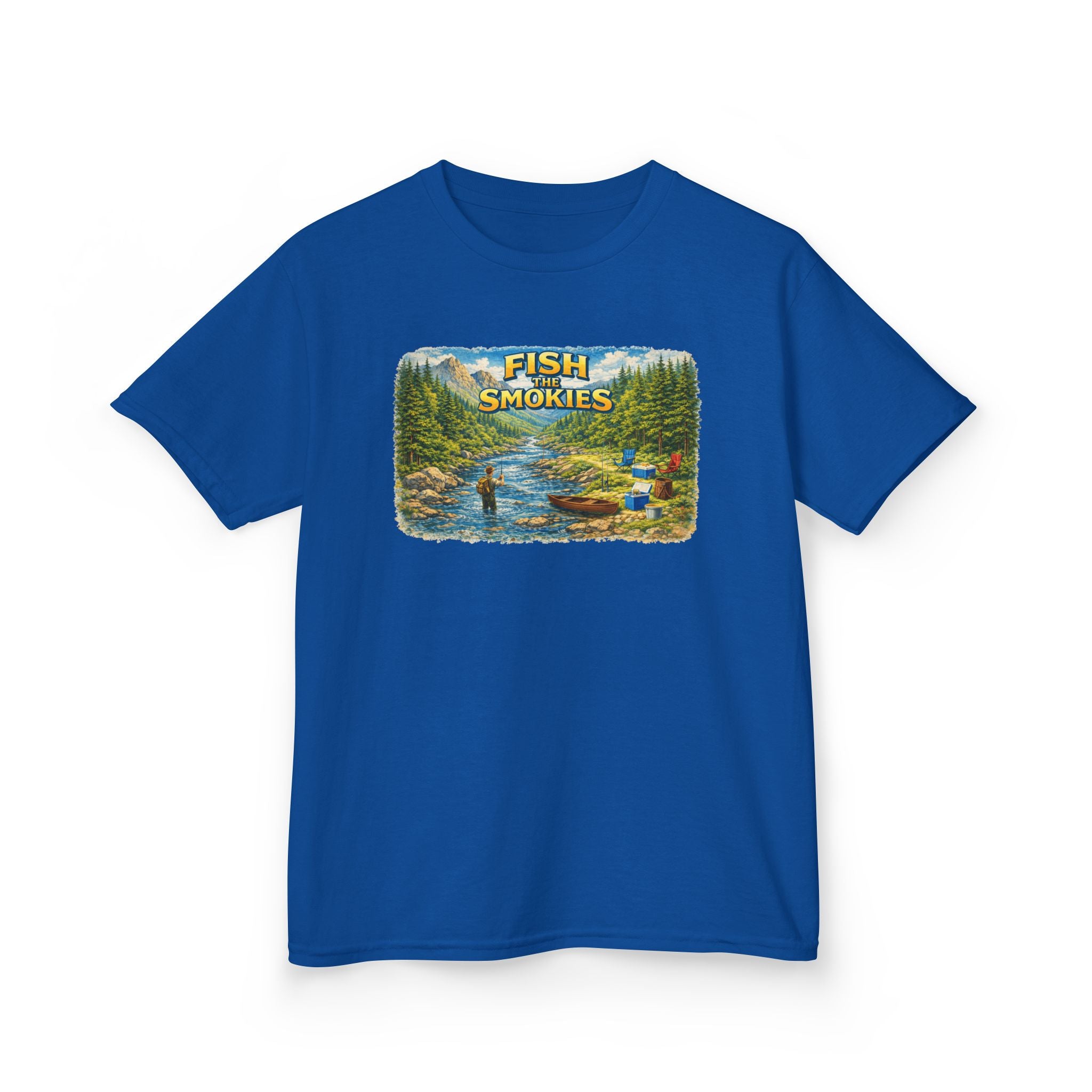 Kids T-Shirt - 'Fish The Smokies' River Fishing Graphic Tee for Outdoorsy Kids