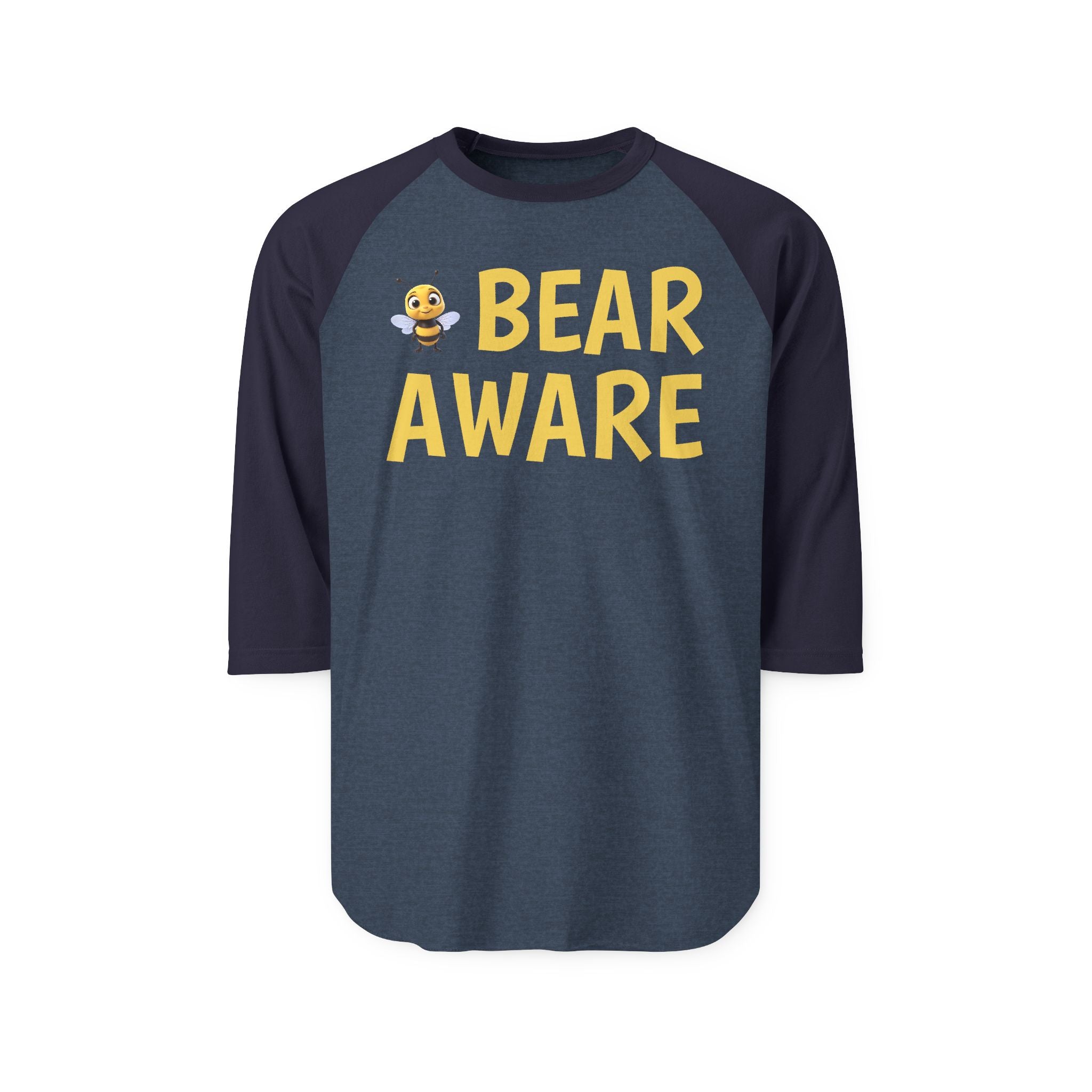 Bear Aware Raglan Shirt — Cute Bee Graphic 3/4 Sleeve Tee