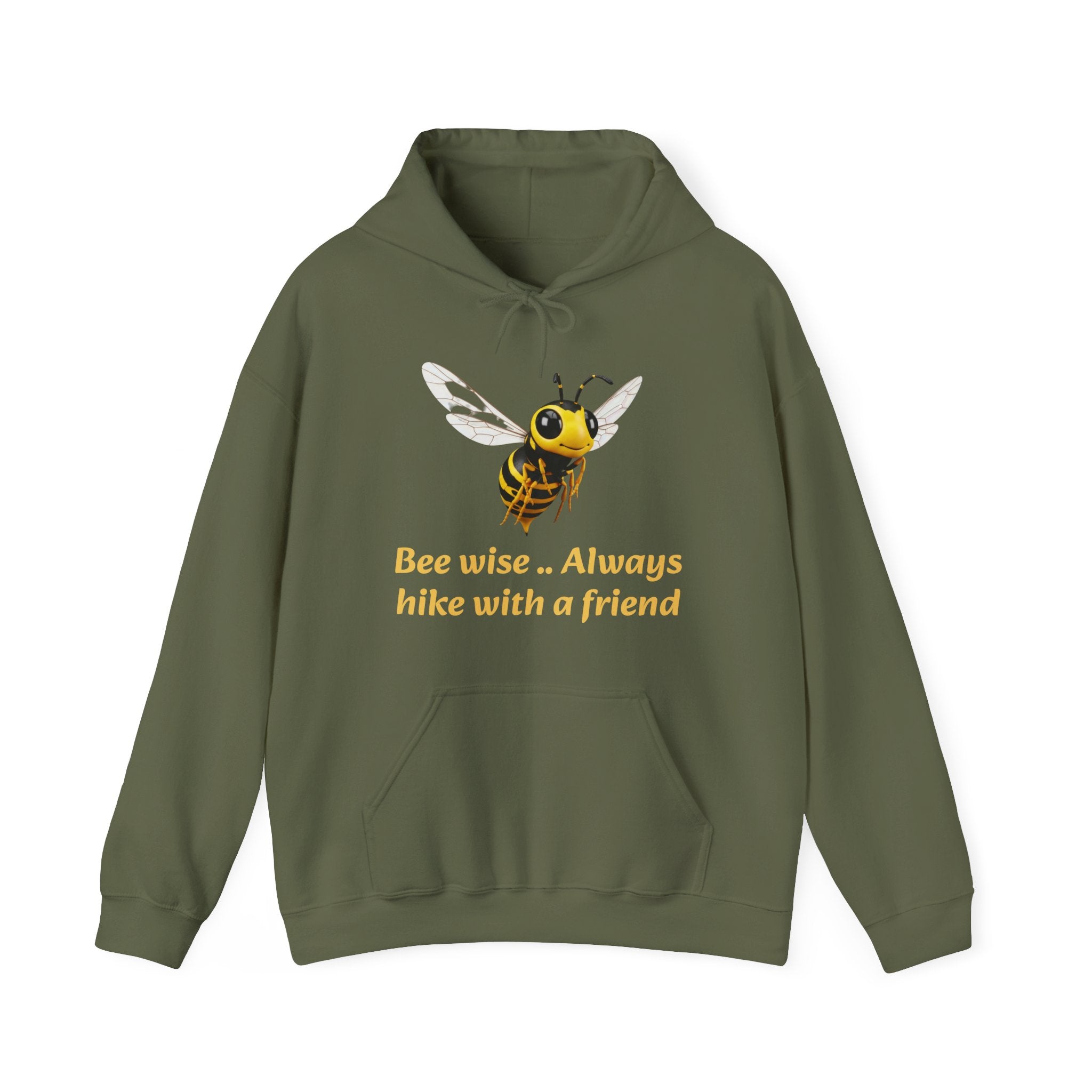 Bee Wise Hoodie — "Bee wise... Always hike with a friend" Nature Lover Graphic Hoodie