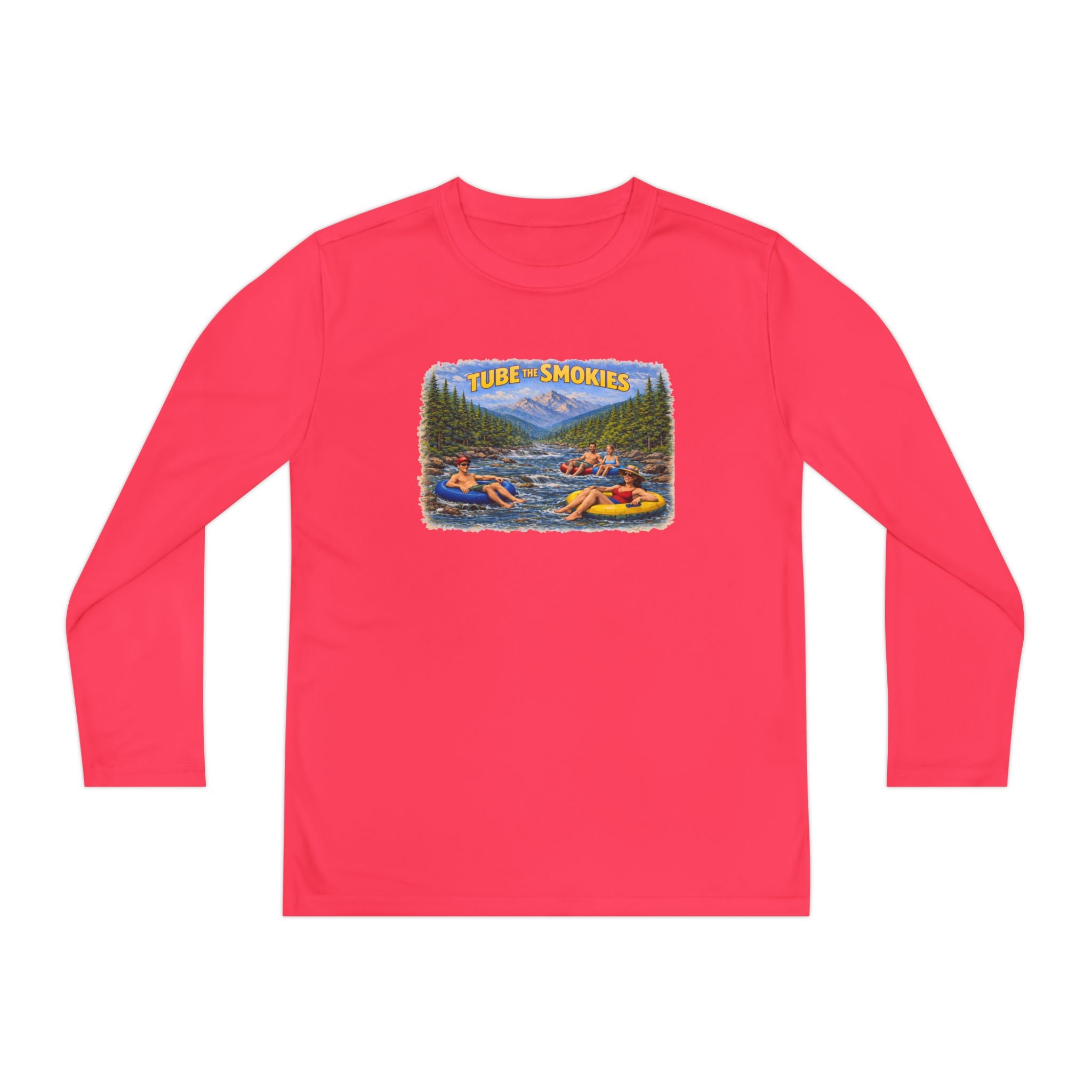 Youth Long Sleeve Tee — Tube the Smokies River Tubing Graphic
