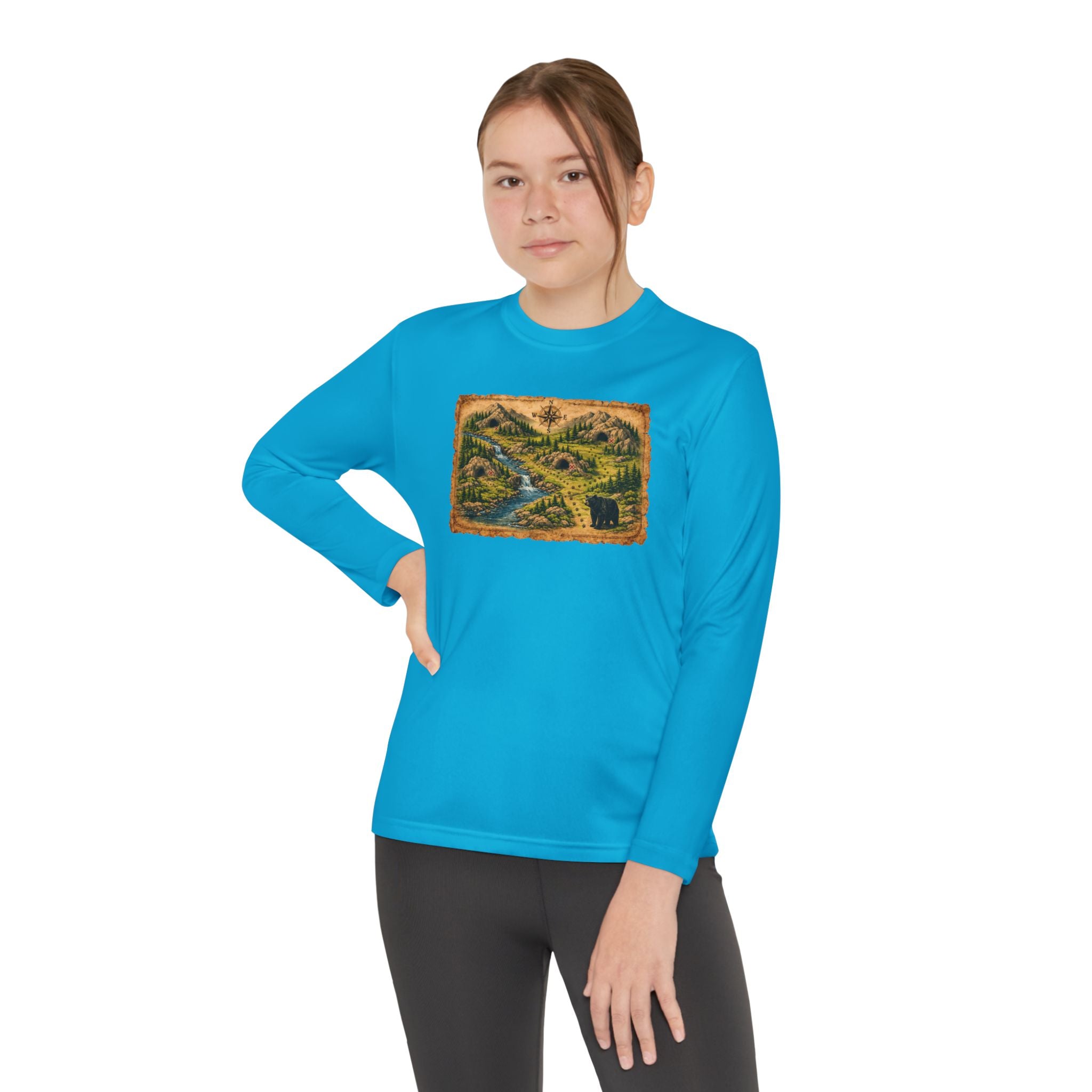Youth Long Sleeve Tee — Bear Cave Treasure Map