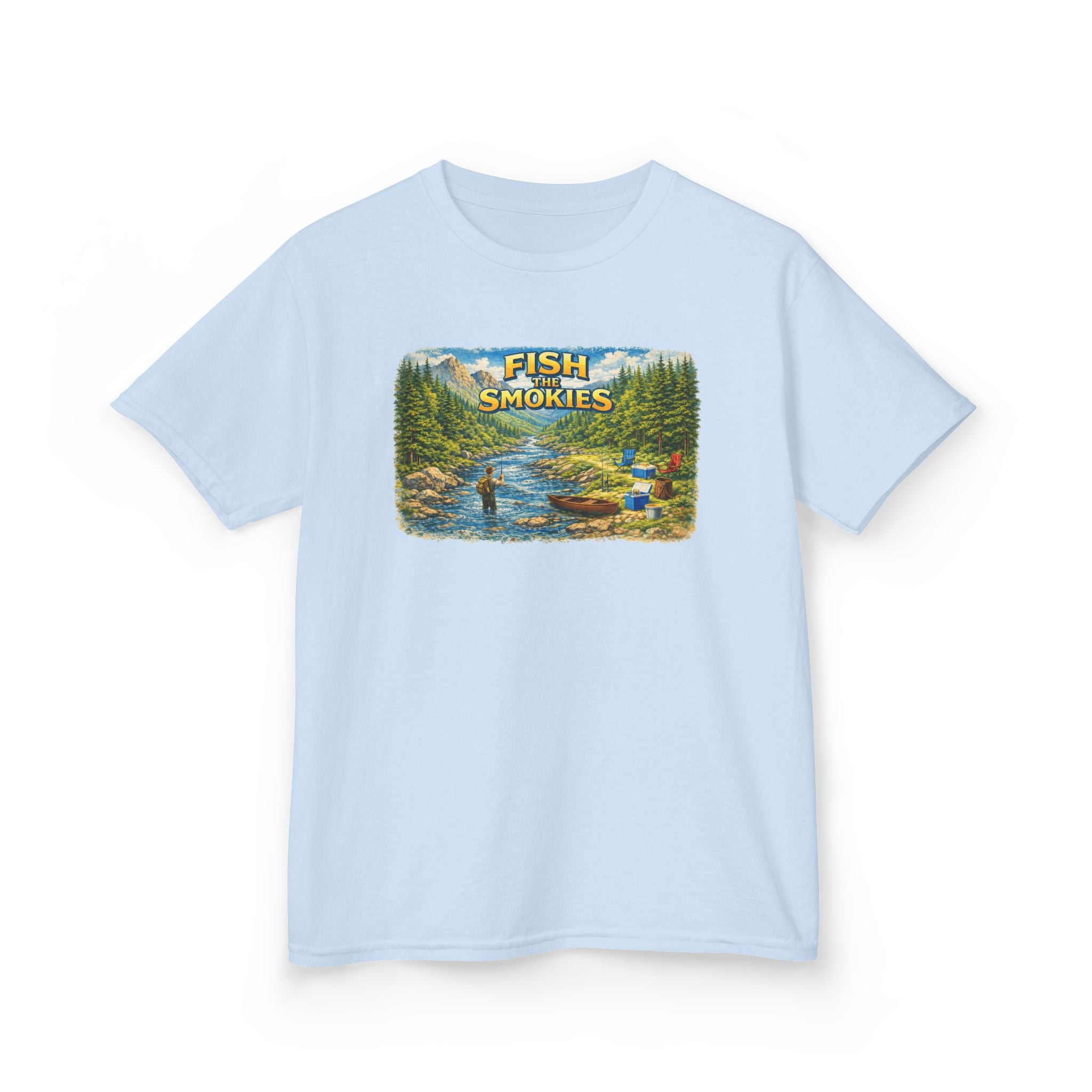 Kids T-Shirt - 'Fish The Smokies' River Fishing Graphic Tee for Outdoorsy Kids