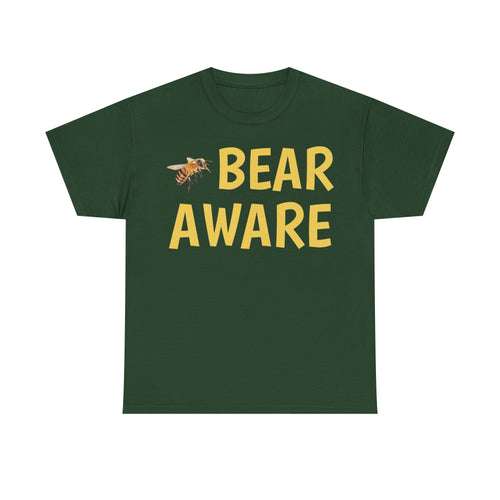 Bear Aware Unisex Tee — Funny Nature T-Shirt with Bee Graphic